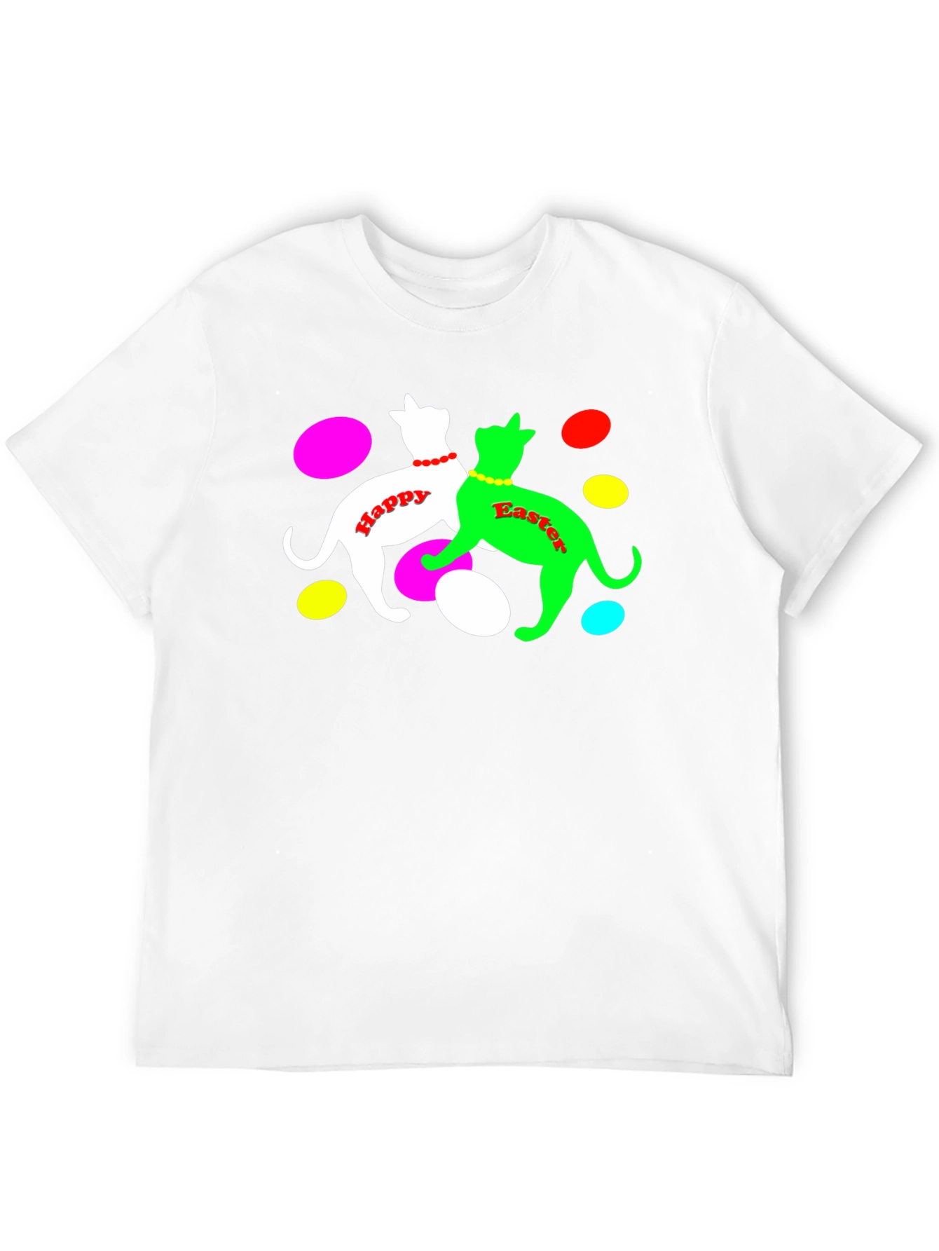Camiseta Negra Gatos Pascua Feliz
