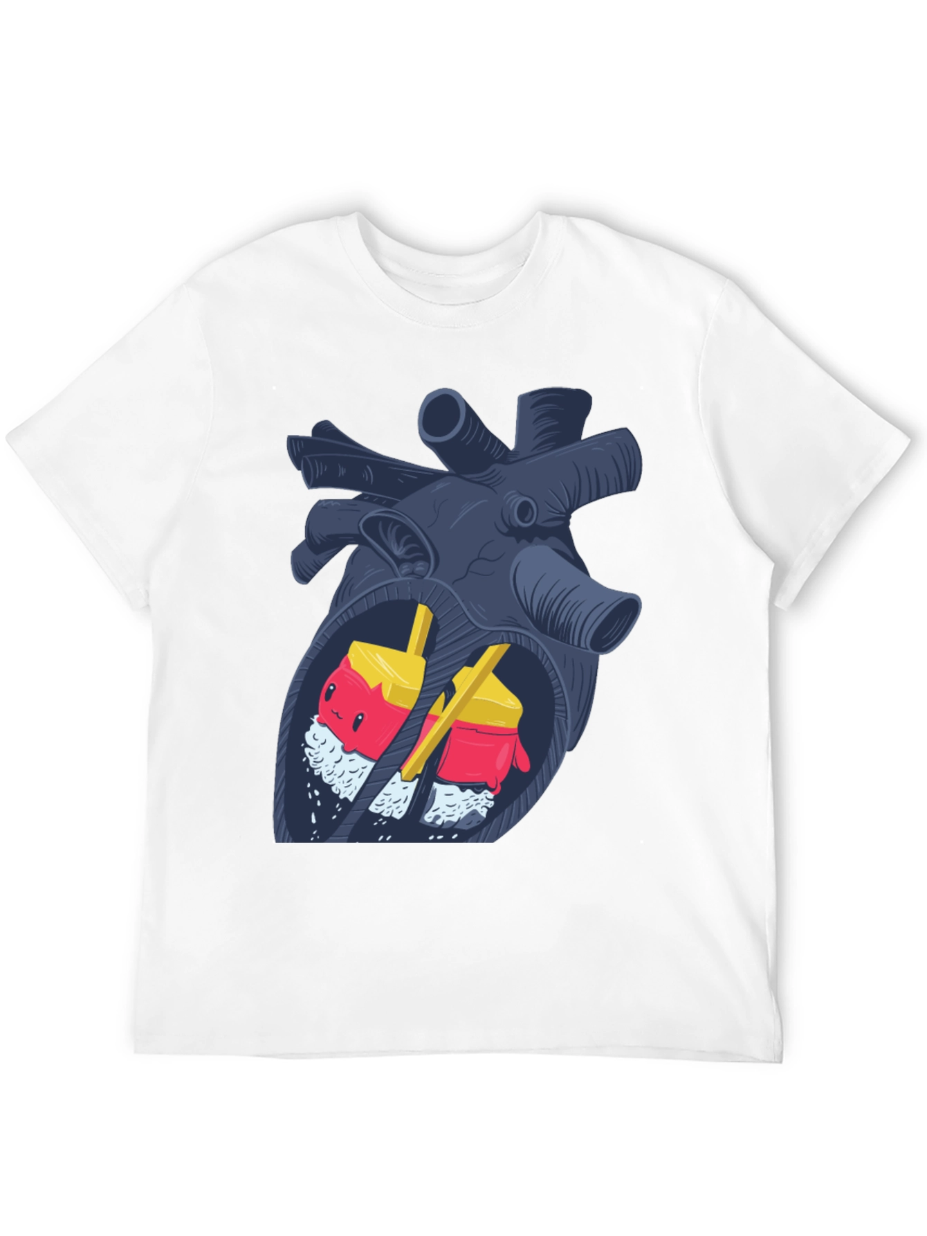 Black Anatomical Sushi Heart T-Shirt view 12