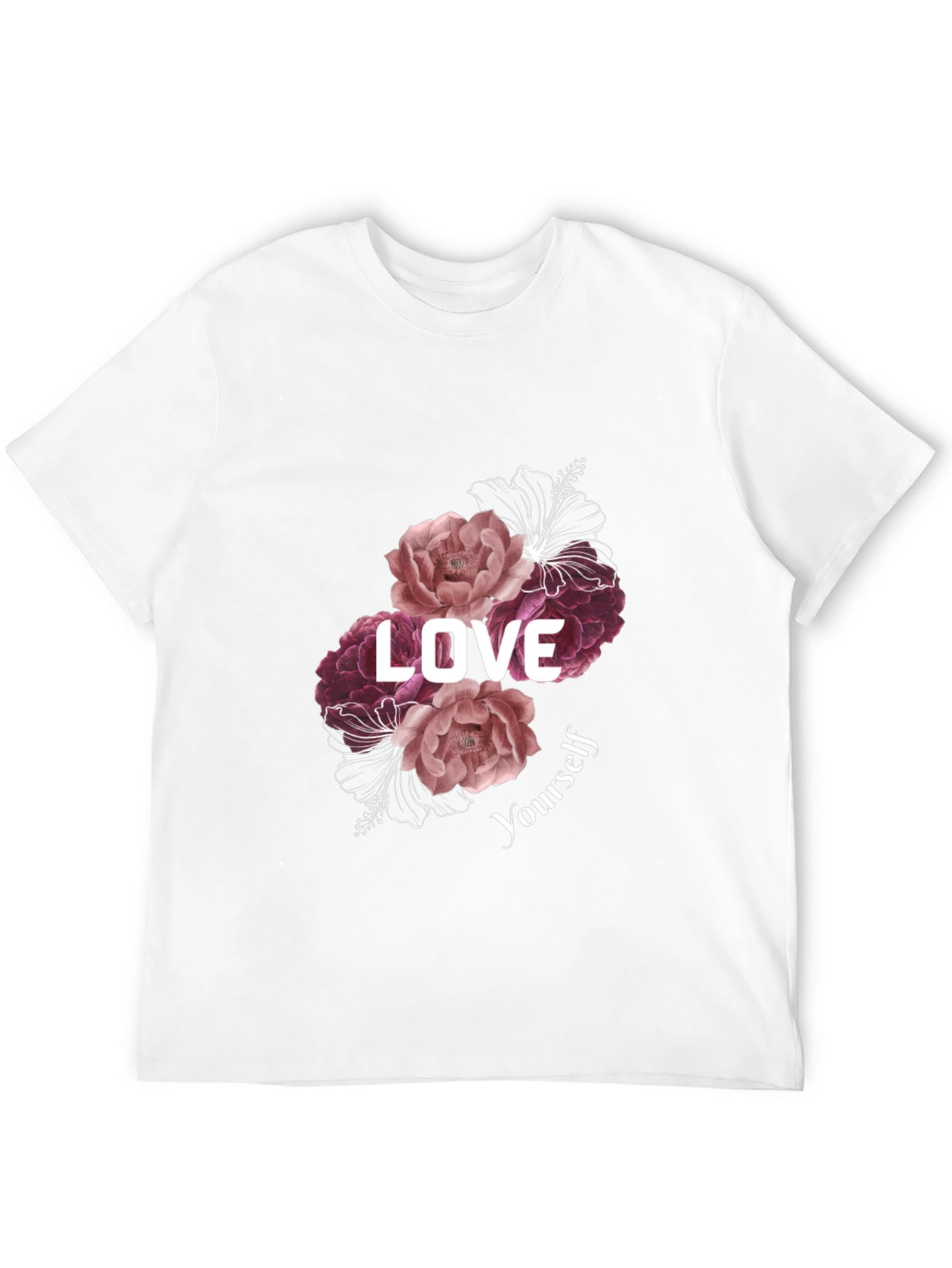 Black Love Yourself Floral Graphic Tee - Black view 12