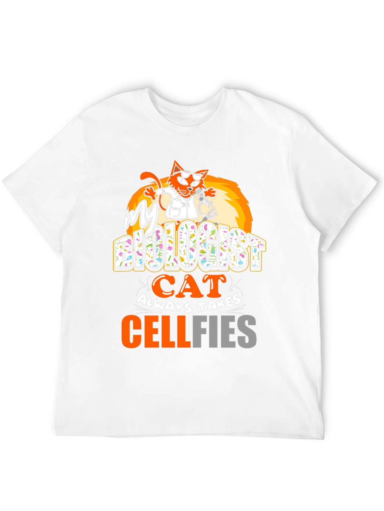 Black Biologist Cat Cellfies Graphic Tee view 12