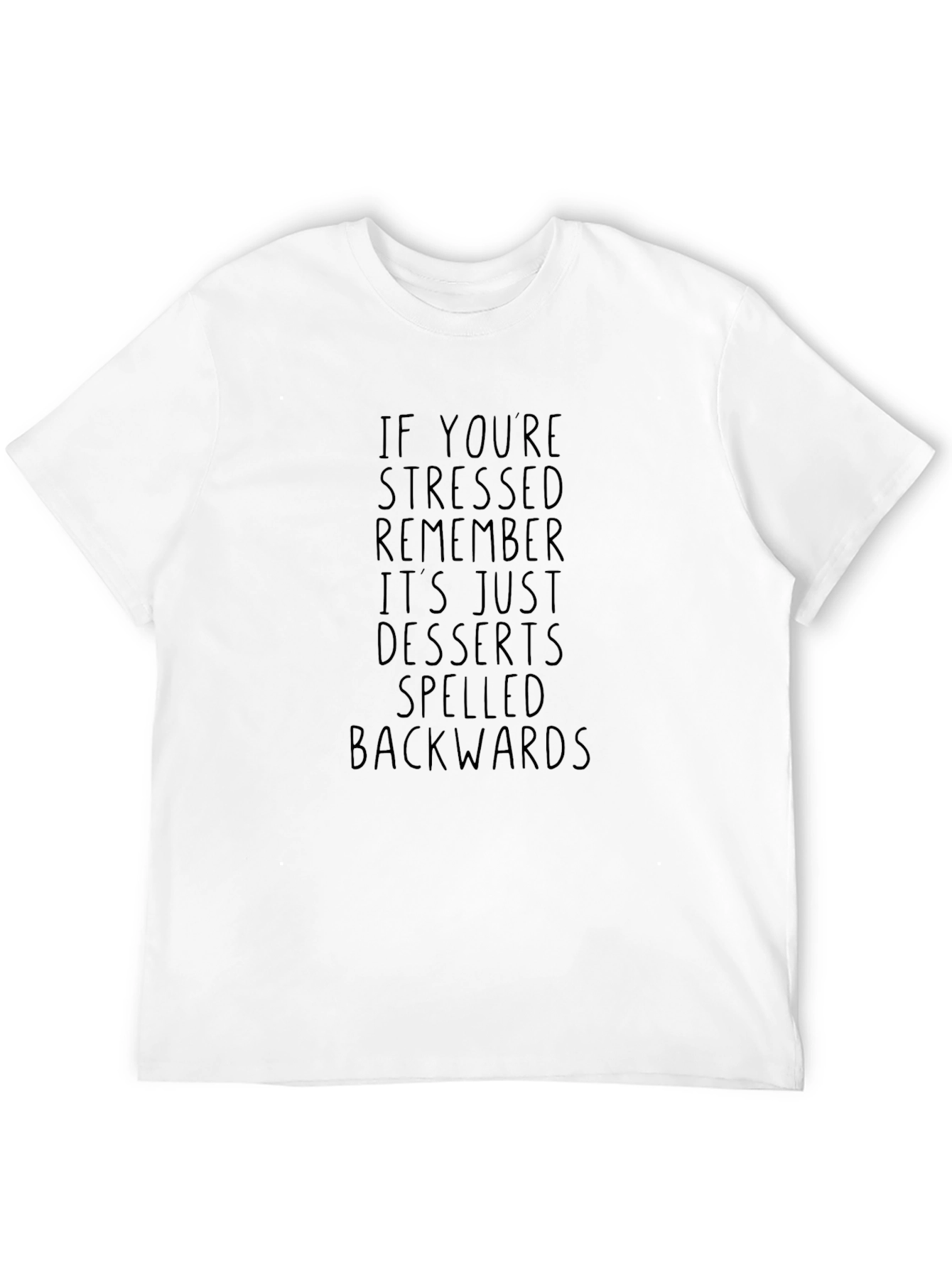 Black Stressed Desserts Backwards T-Shirt view 12