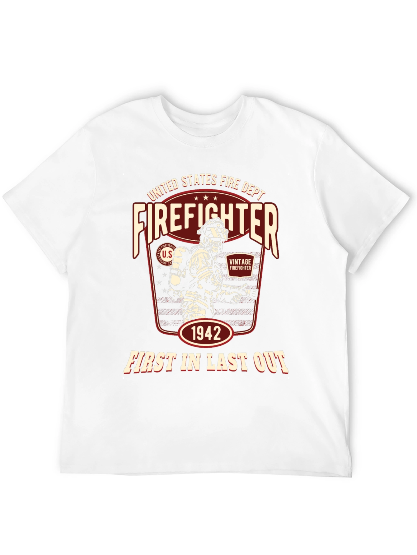 Black Vintage Firefighter T-Shirt - United States Fire Dept. 1942 view 12
