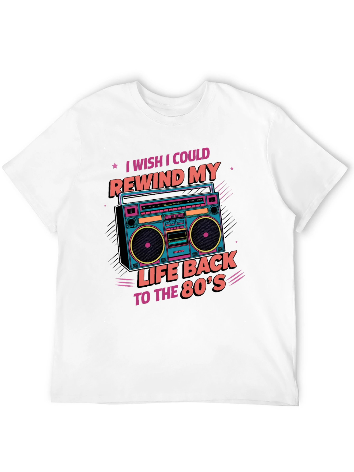 Black Rewind to the 80's Retro Boombox T-Shirt view 12