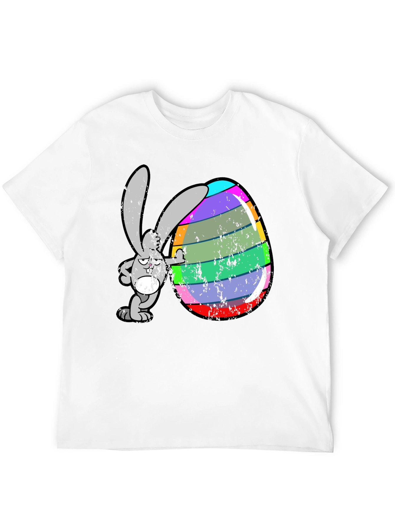 Black Easter Bunny Egg Graphic Tee - Funny Cartoon Rabbit Shirt view 12