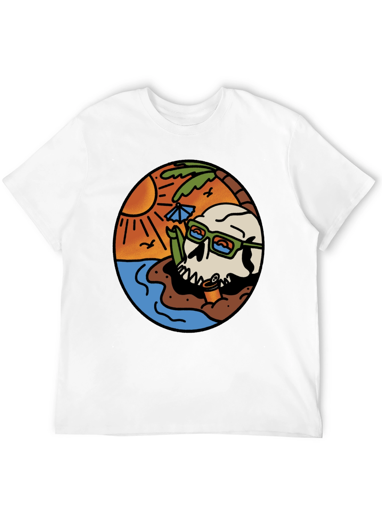 Black Beach Skull Graphic Tee - Cool Summer Vibes view 12