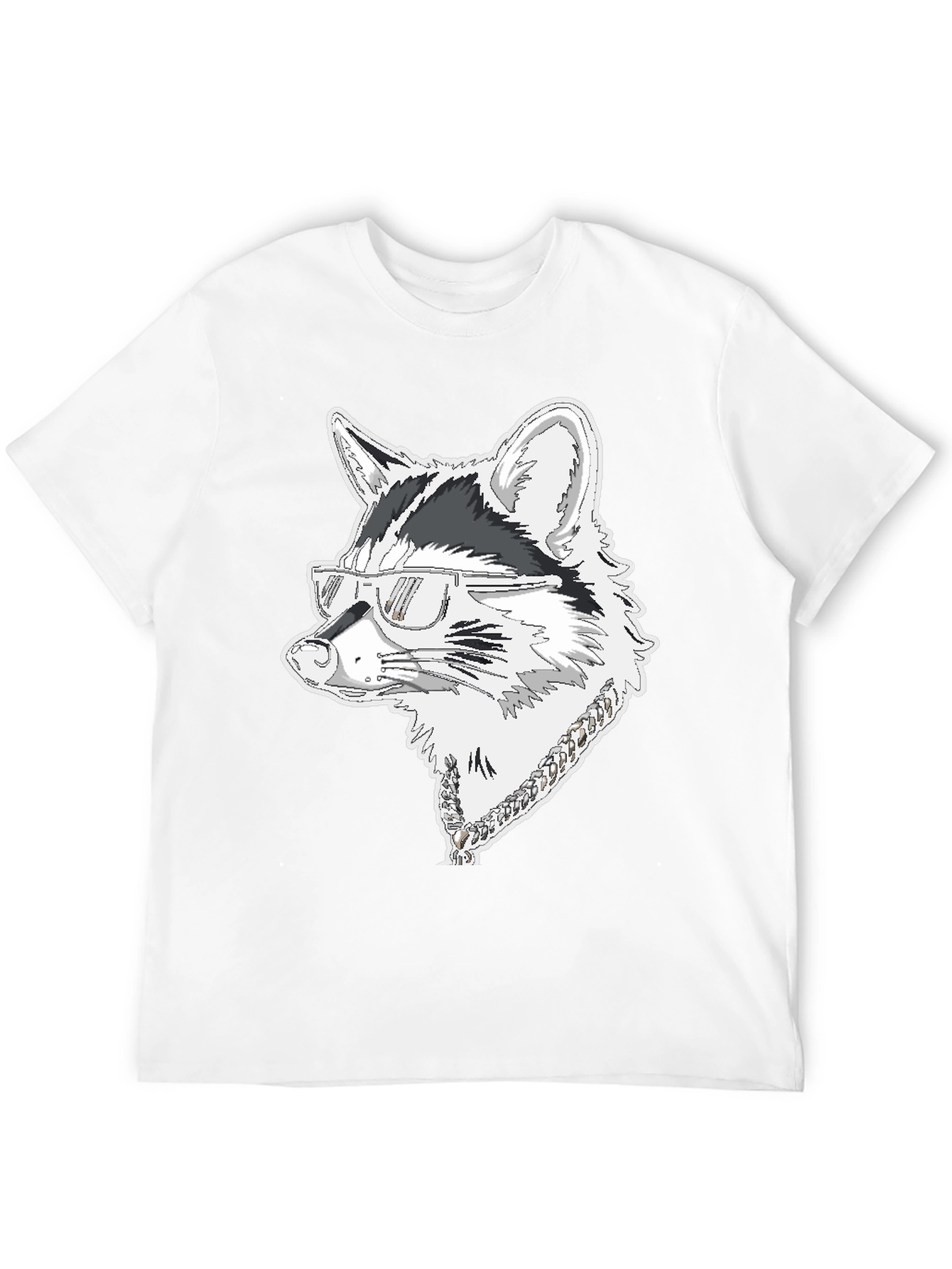 Black Cool Raccoon Graphic Tee - Black Cotton T-Shirt view 12