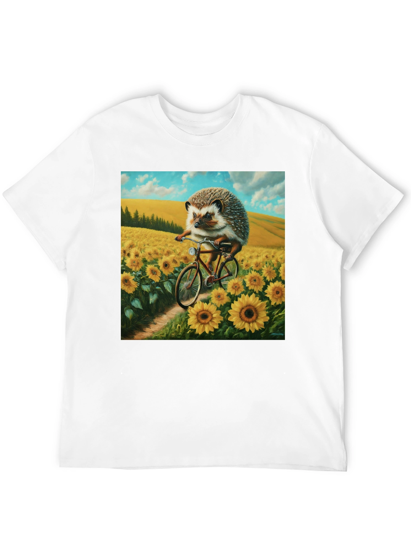 Black Hedgehog on Bike T-Shirt view 12