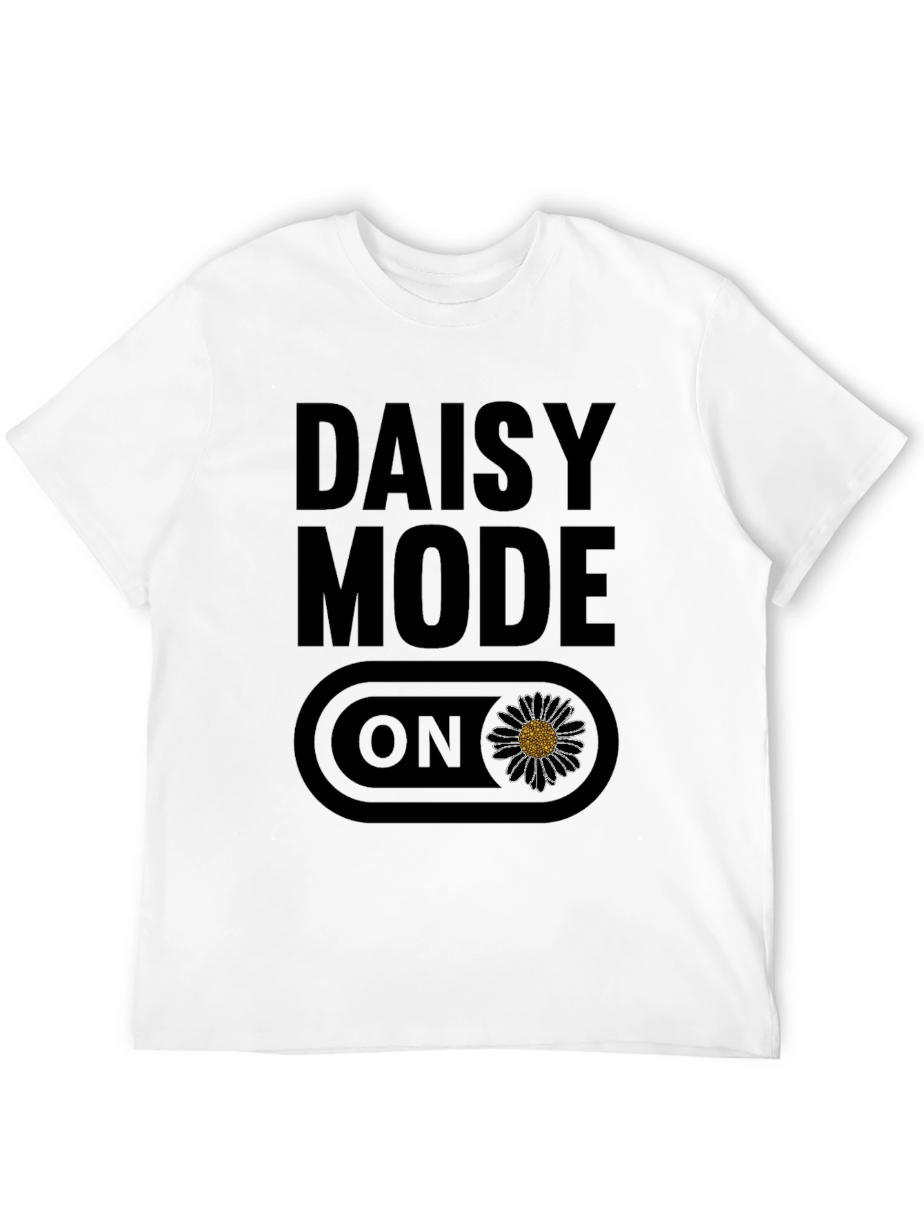 Black Daisy Mode ON Graphic T-Shirt - Black Casual Tee view 12