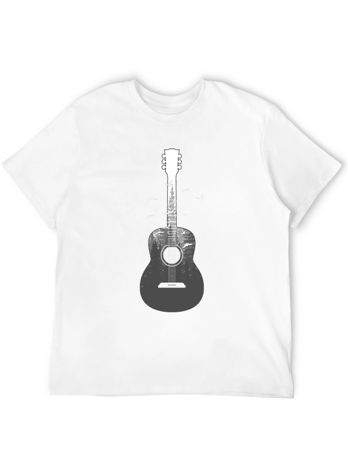 Black Acoustic Guitar Forest Graphic Tee - Nature Music Lover T-Shirt view 12