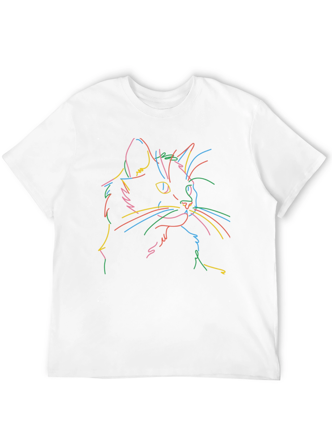 Black Neon Cat Line Art Black T-Shirt view 12