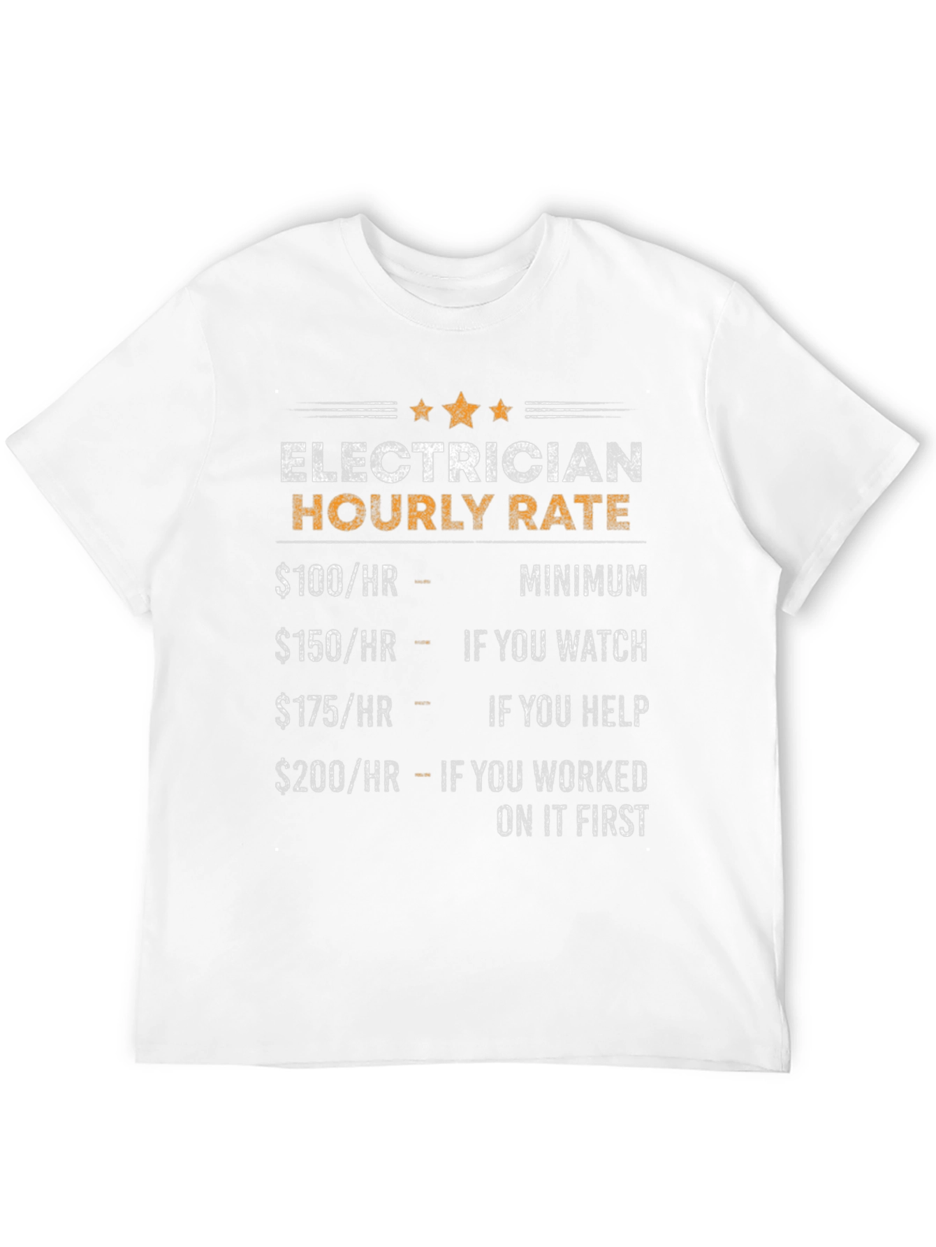 Black Electrician Hourly Rate Humor T-Shirt view 12