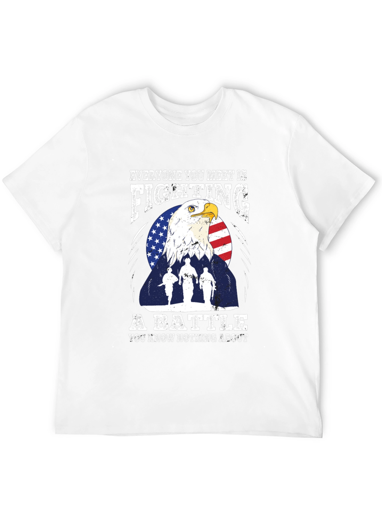 Patriotic Eagle and Soldiers Graphic T-Shirt - "A Battle" - 12