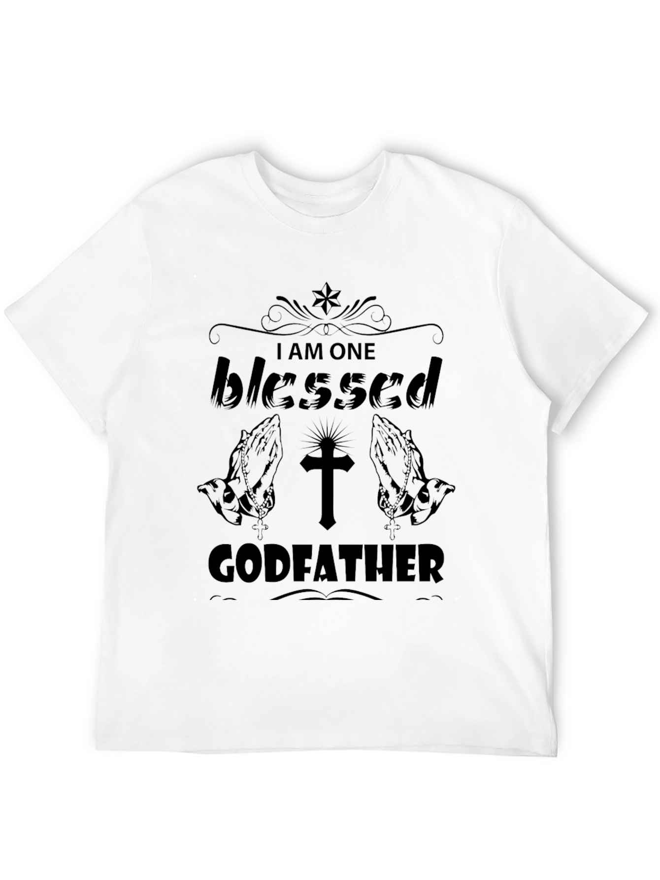 Black Blessed Godfather T-Shirt - Religious Gift view 12