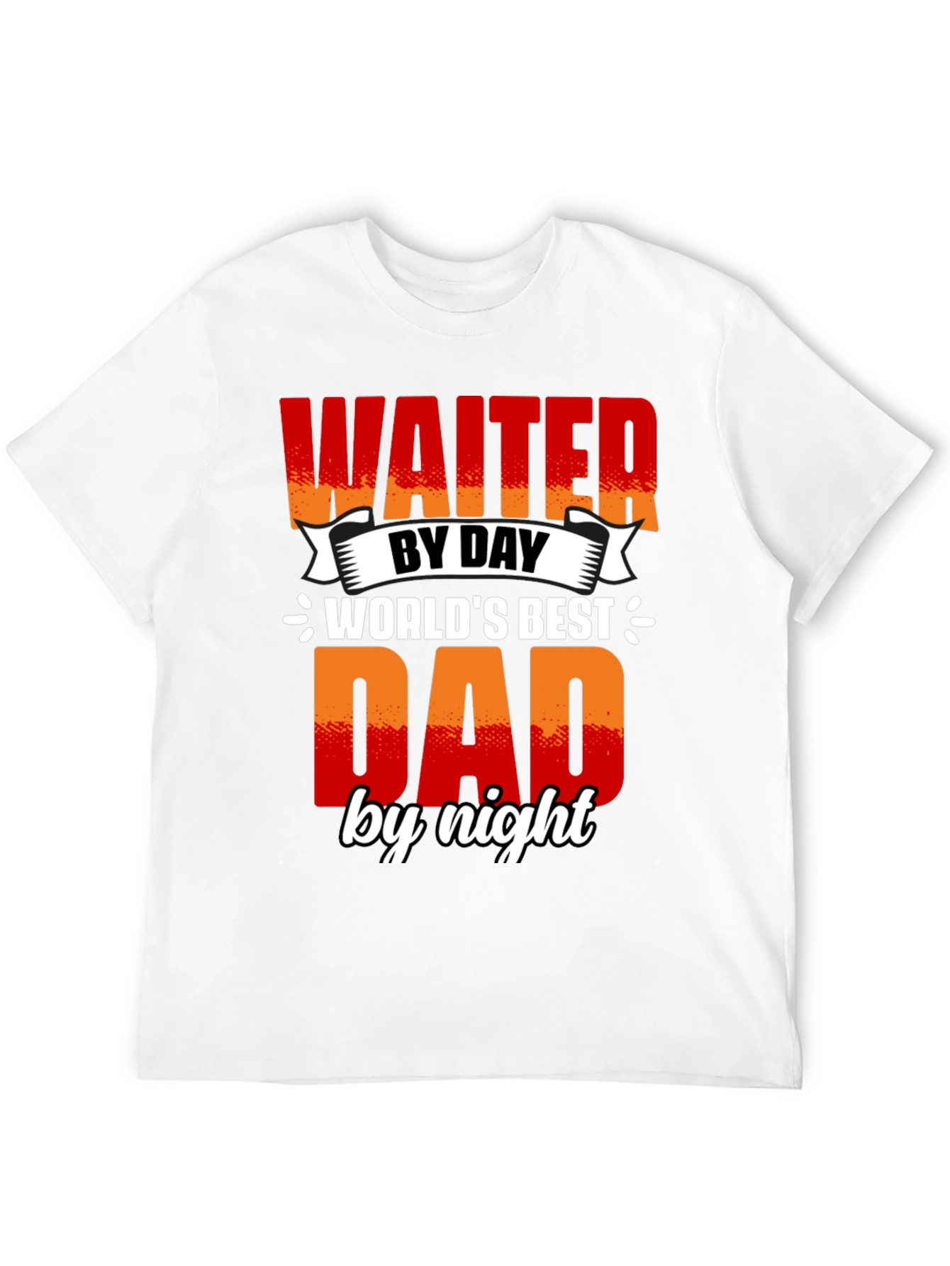 Black Waiter Dad T-Shirt - World's Best Dad view 12