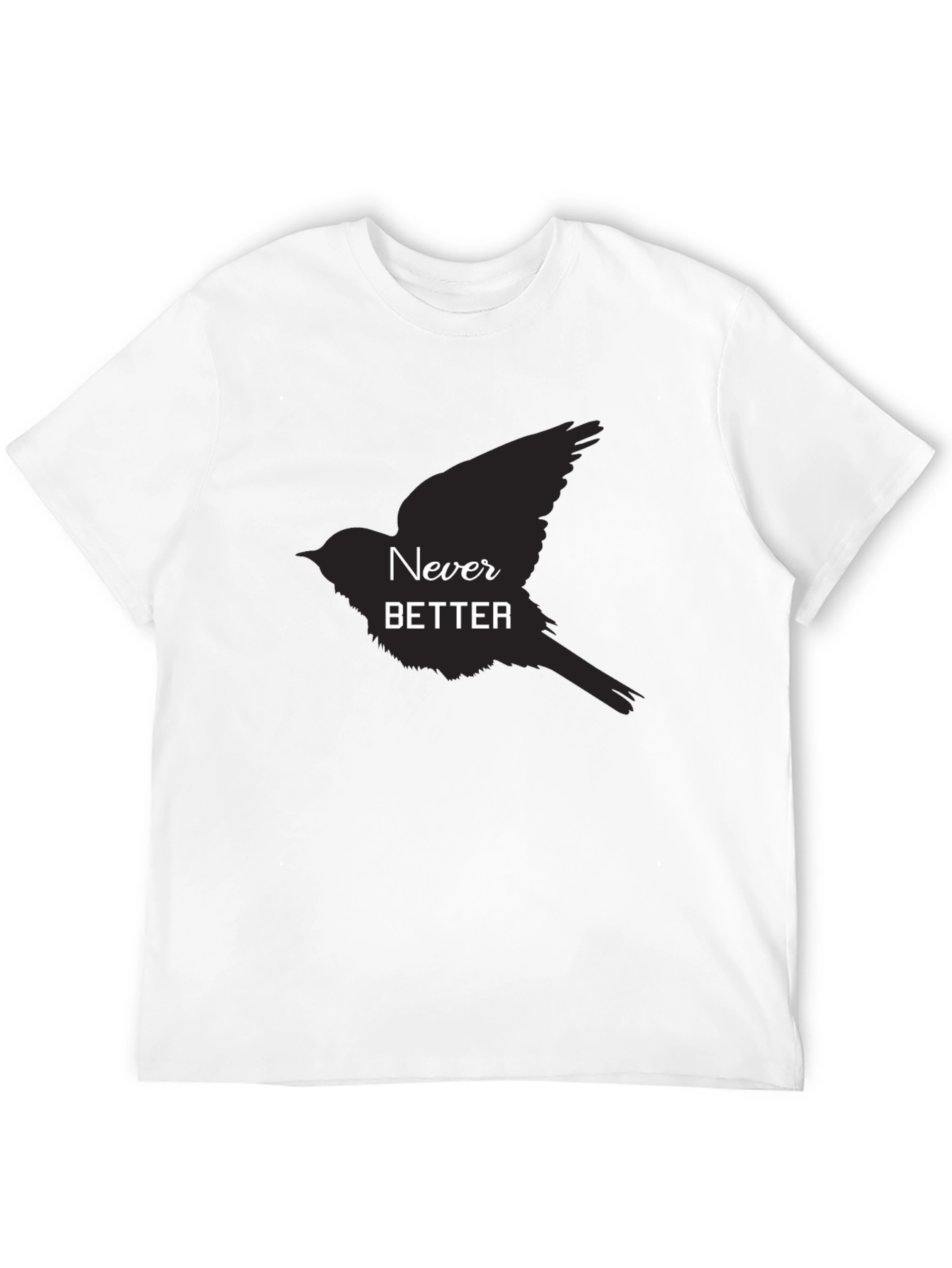 Black Never Better Bird Graphic Black T-Shirt view 12