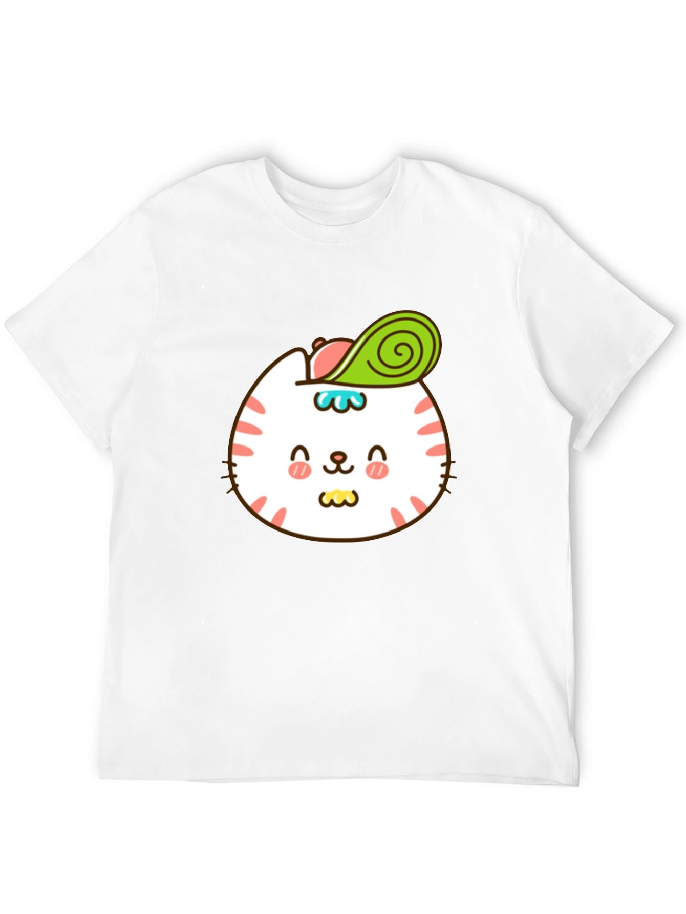 Black Cute Cat Avocado T-Shirt - Stylish Cartoon Design view 12