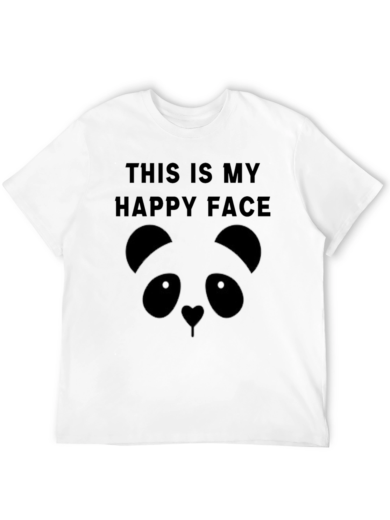 Black Happy Face Panda Graphic Tee - Black Casual Comfort view 12