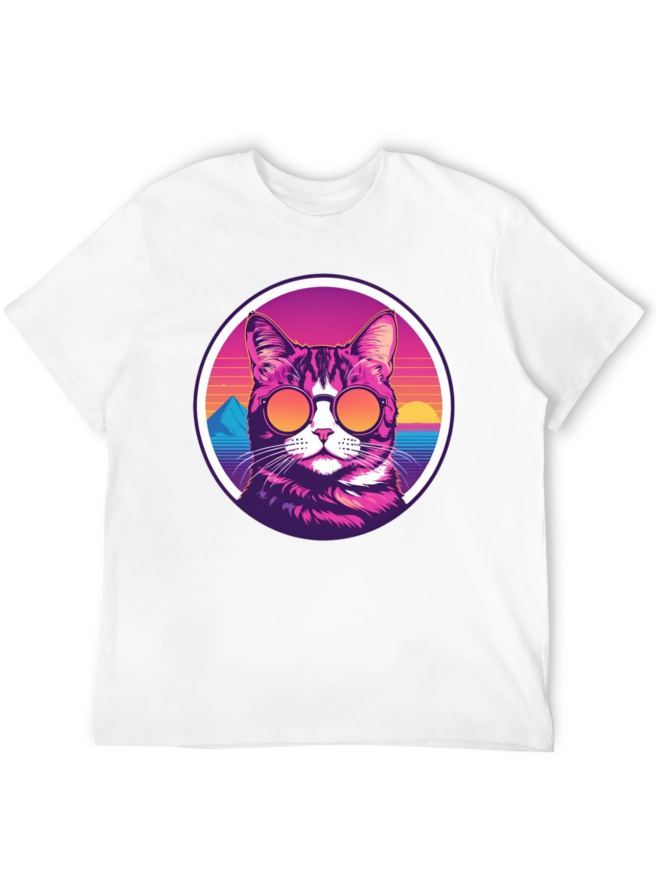 Black Retro Cat T-Shirt - Cool Cat with Shades view 12