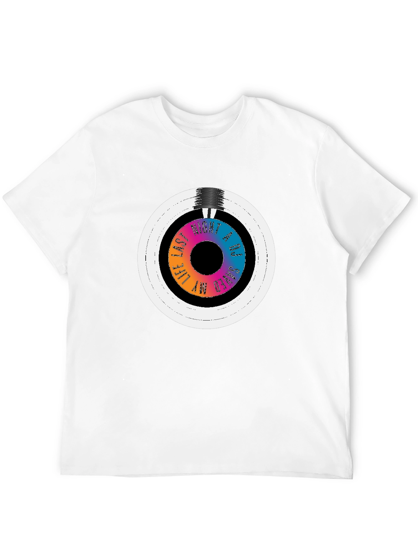 Black Colorful Vinyl Record Graphic Tee - Black Cotton Blend T-Shirt view 12