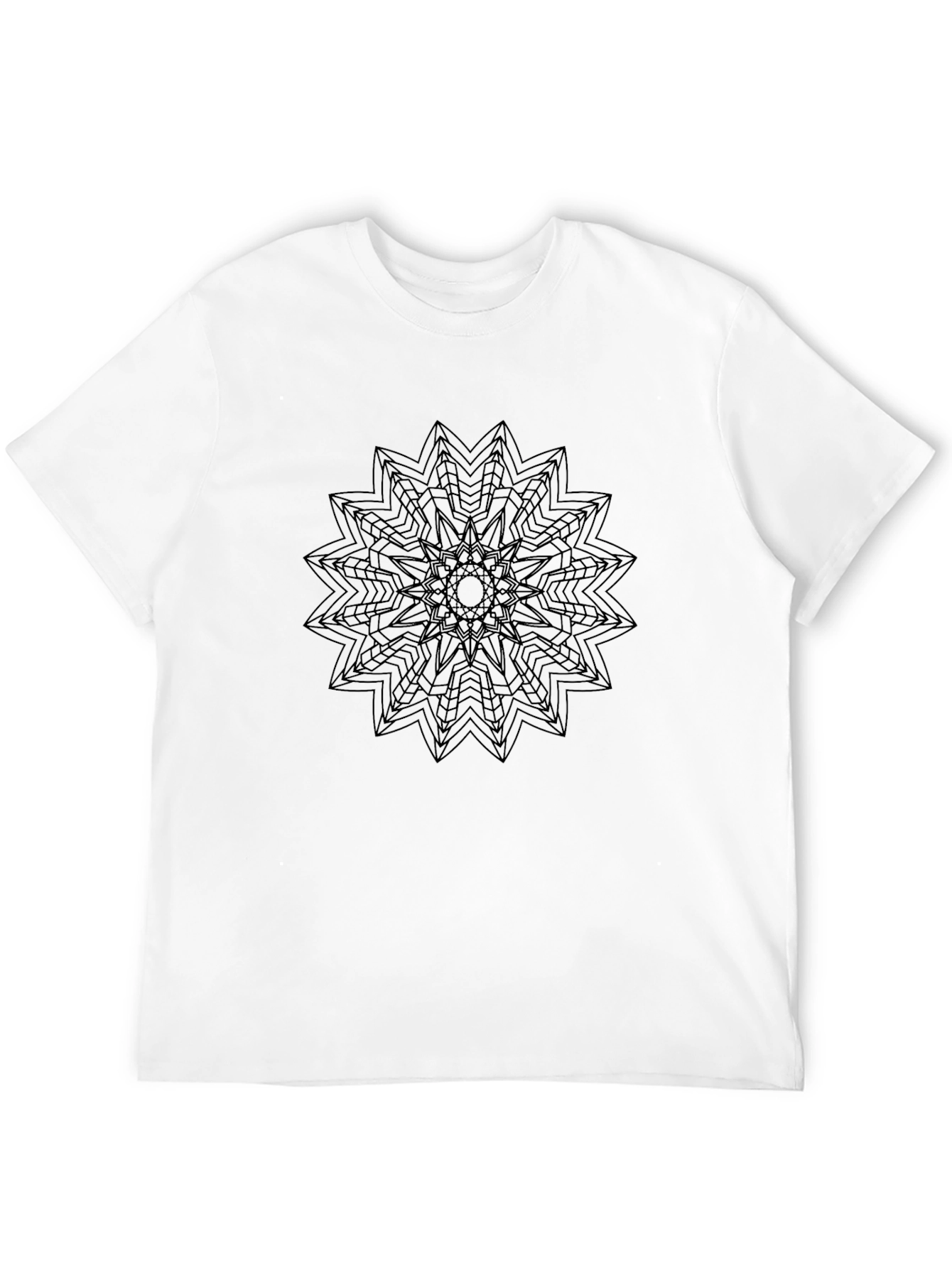 Black Black Tee with Geometric Mandala Graphic view 12