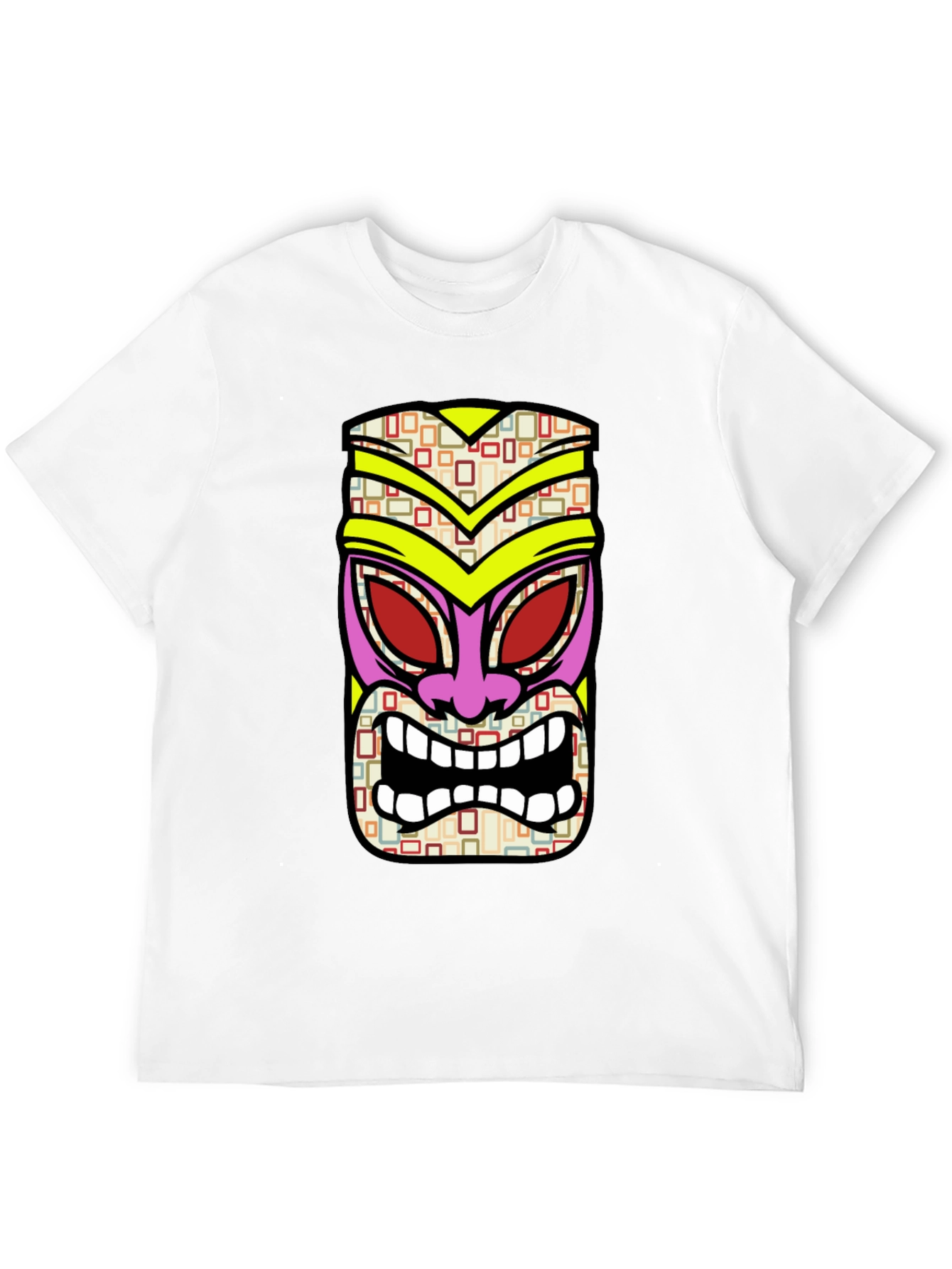 Black Tiki Mask Graphic Tee - Black Cotton T-Shirt view 12