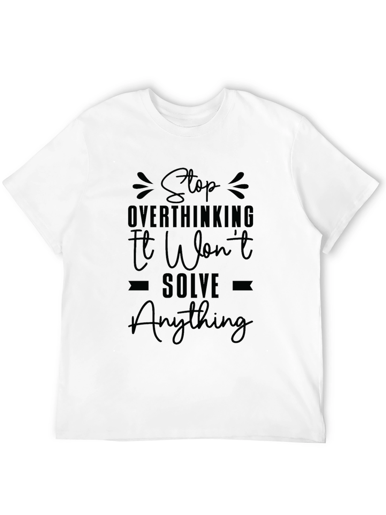 Black Stop Overthinking Graphic Tee - Black view 12
