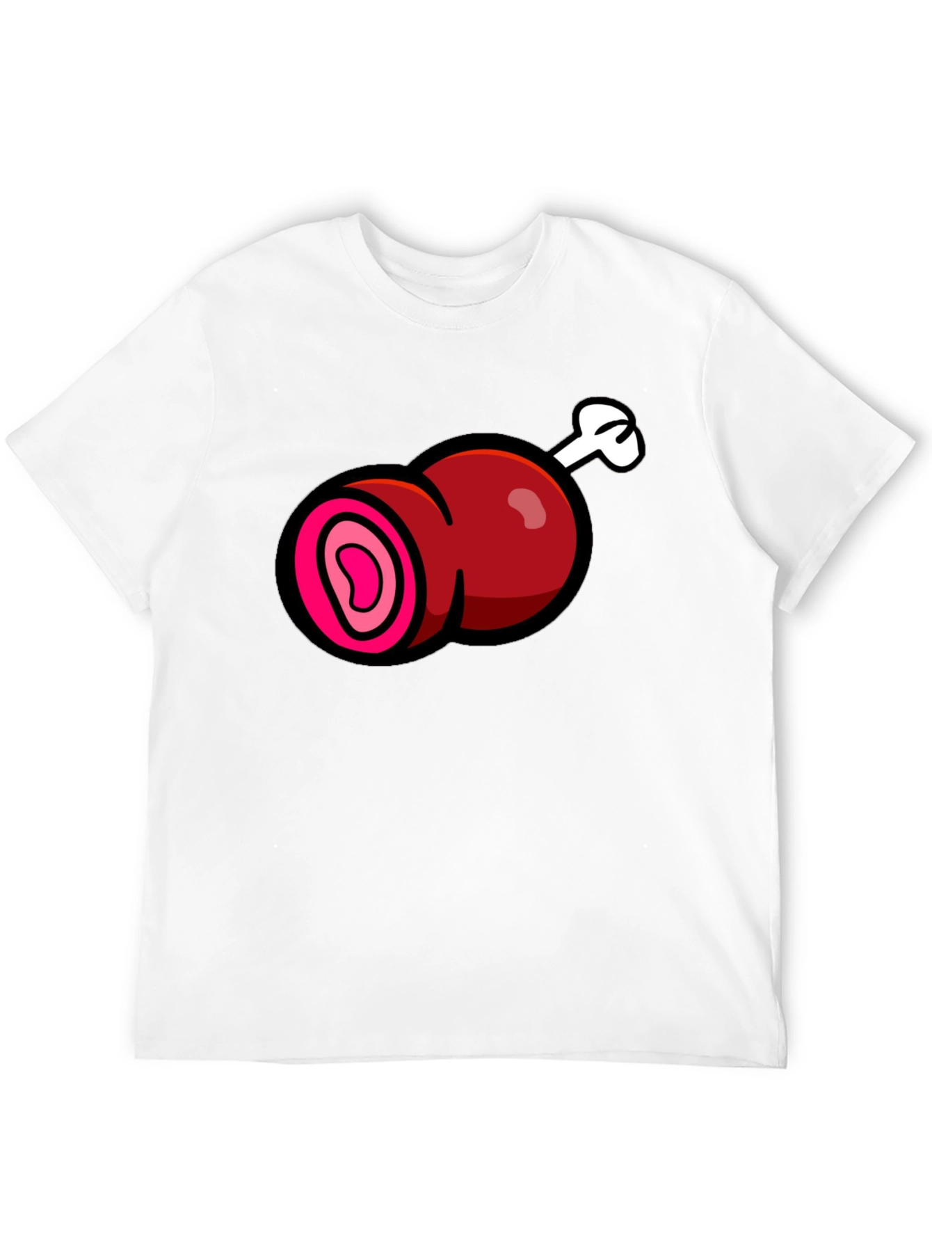 Black Cartoon Meat T-Shirt - Funny Graphic Tee view 12