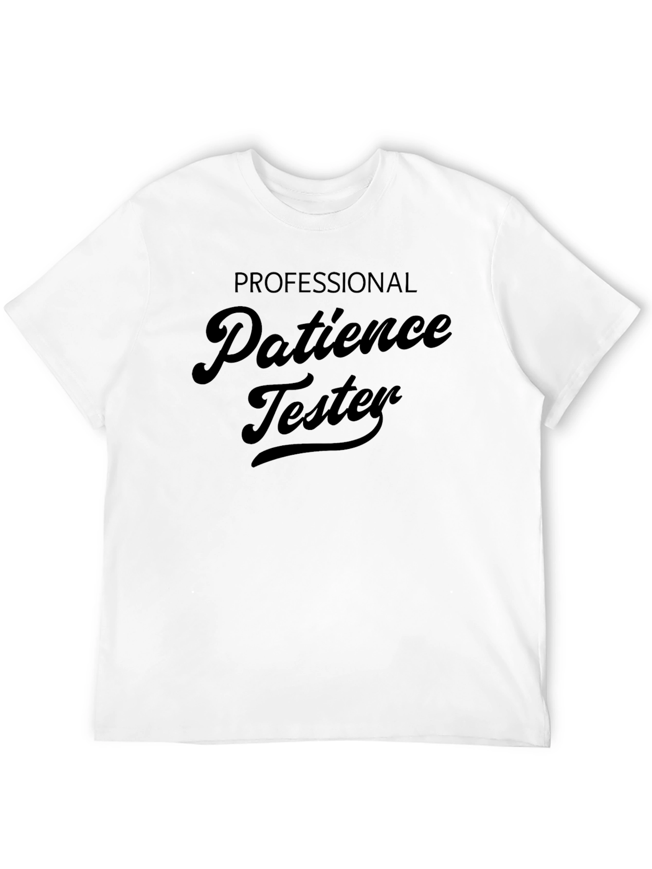 Black Patience Tester Graphic Tee - Humorous Novelty Shirt view 12
