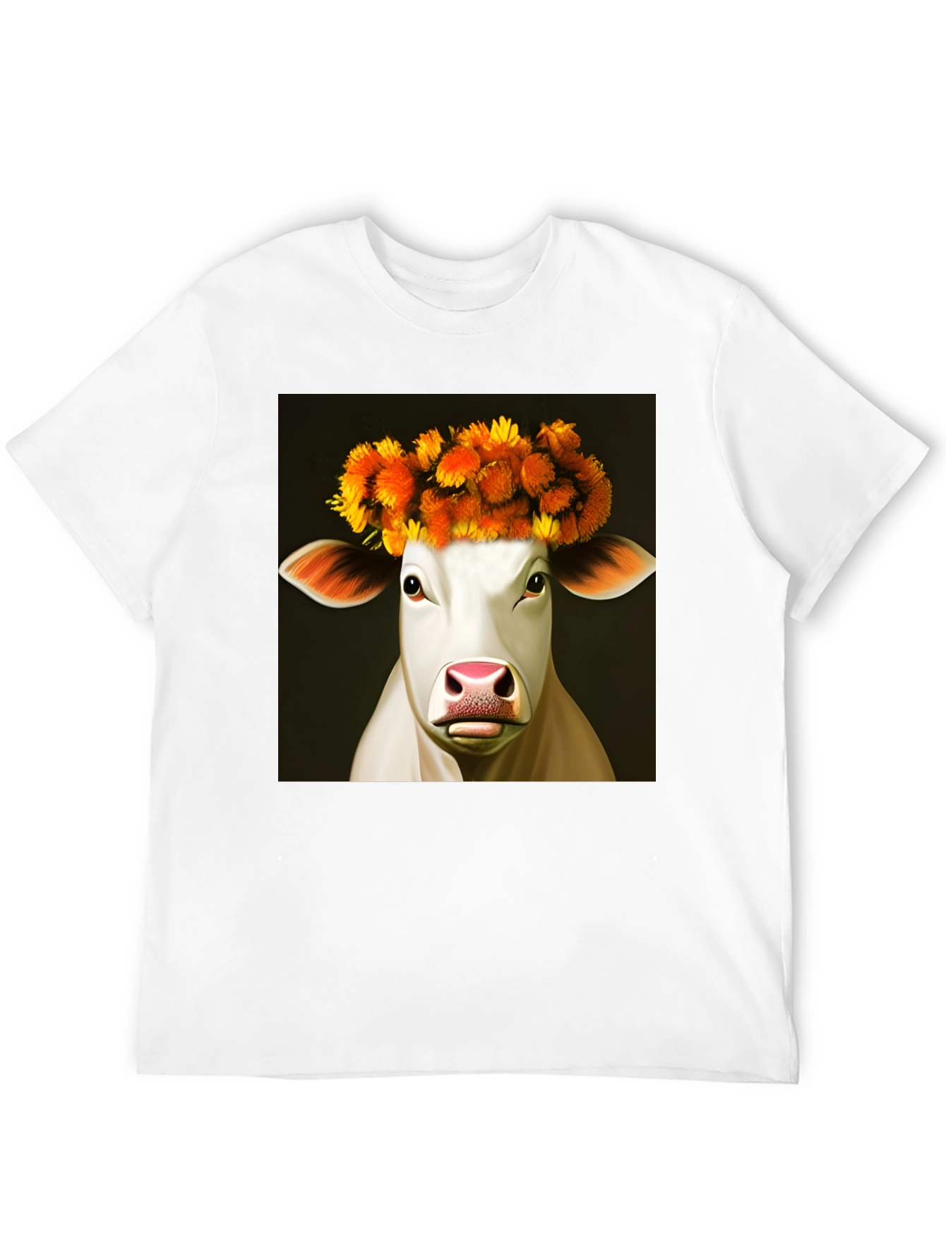 Black Cow with Flower Crown Graphic Tee - Black view 12