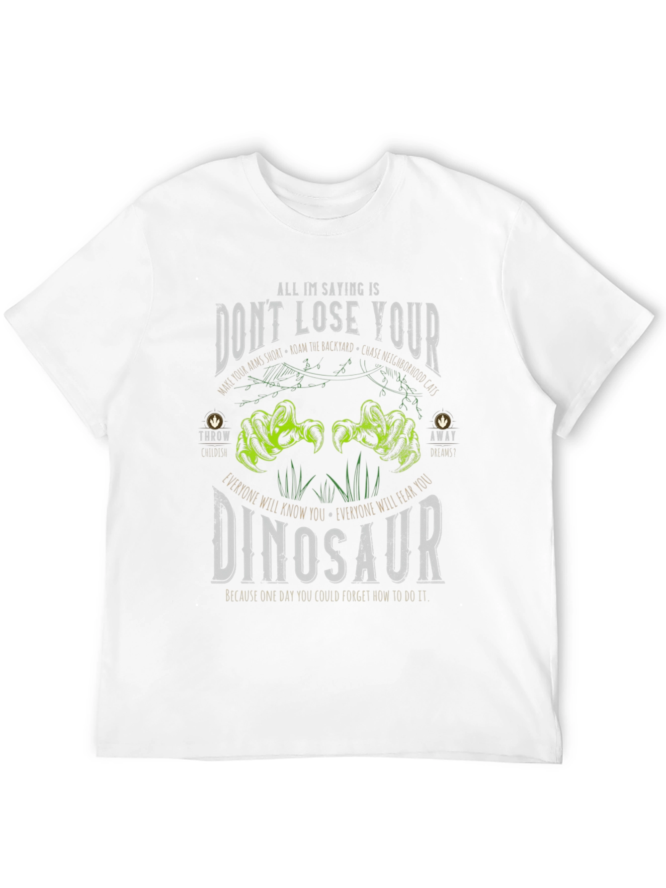 Black Don't Lose Your Dinosaur Graphic Tee - Black Cotton T-Shirt view 12