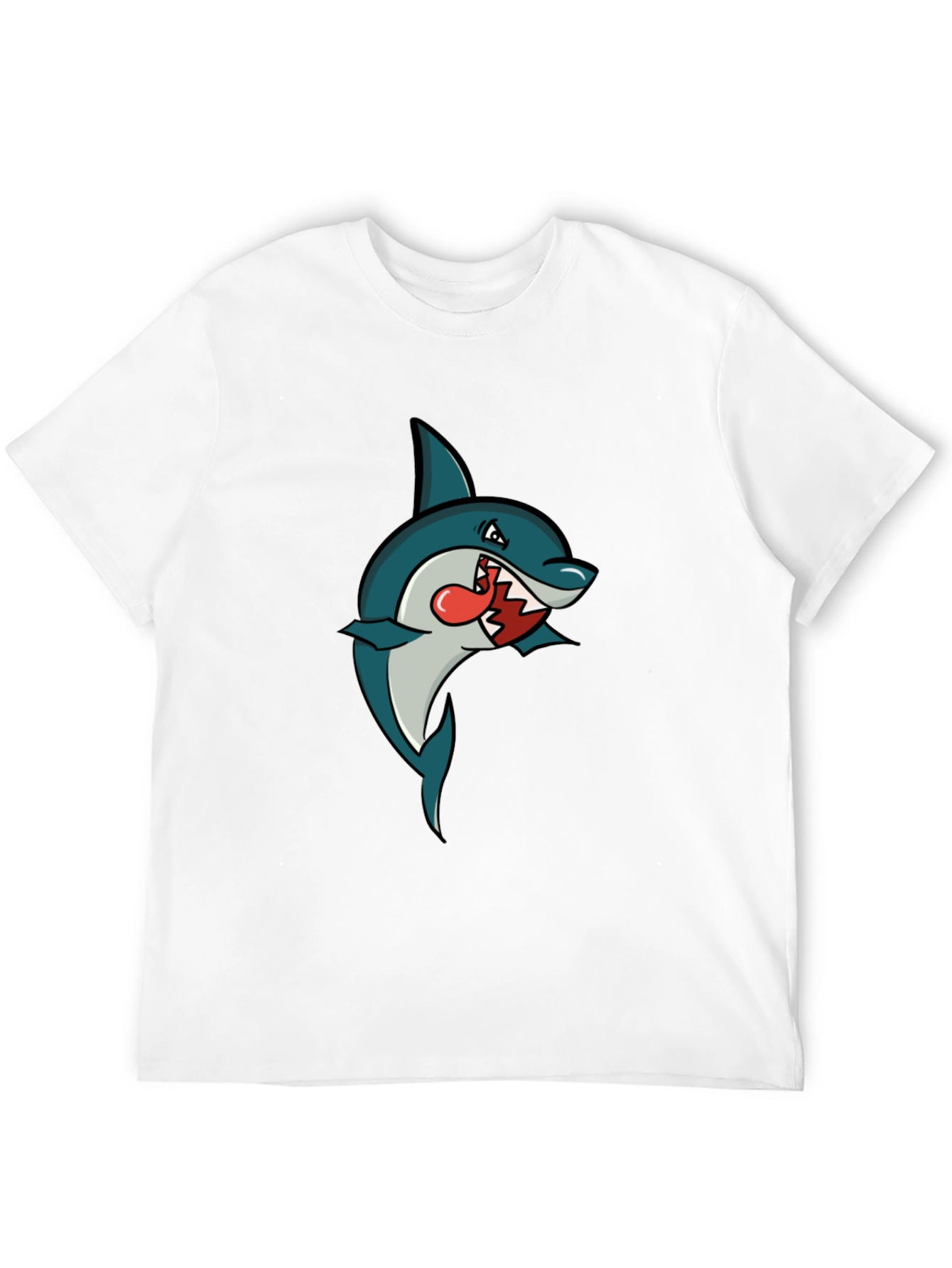 Black Shark Cartoon Graphic Tee - Men's Black T-Shirt view 12