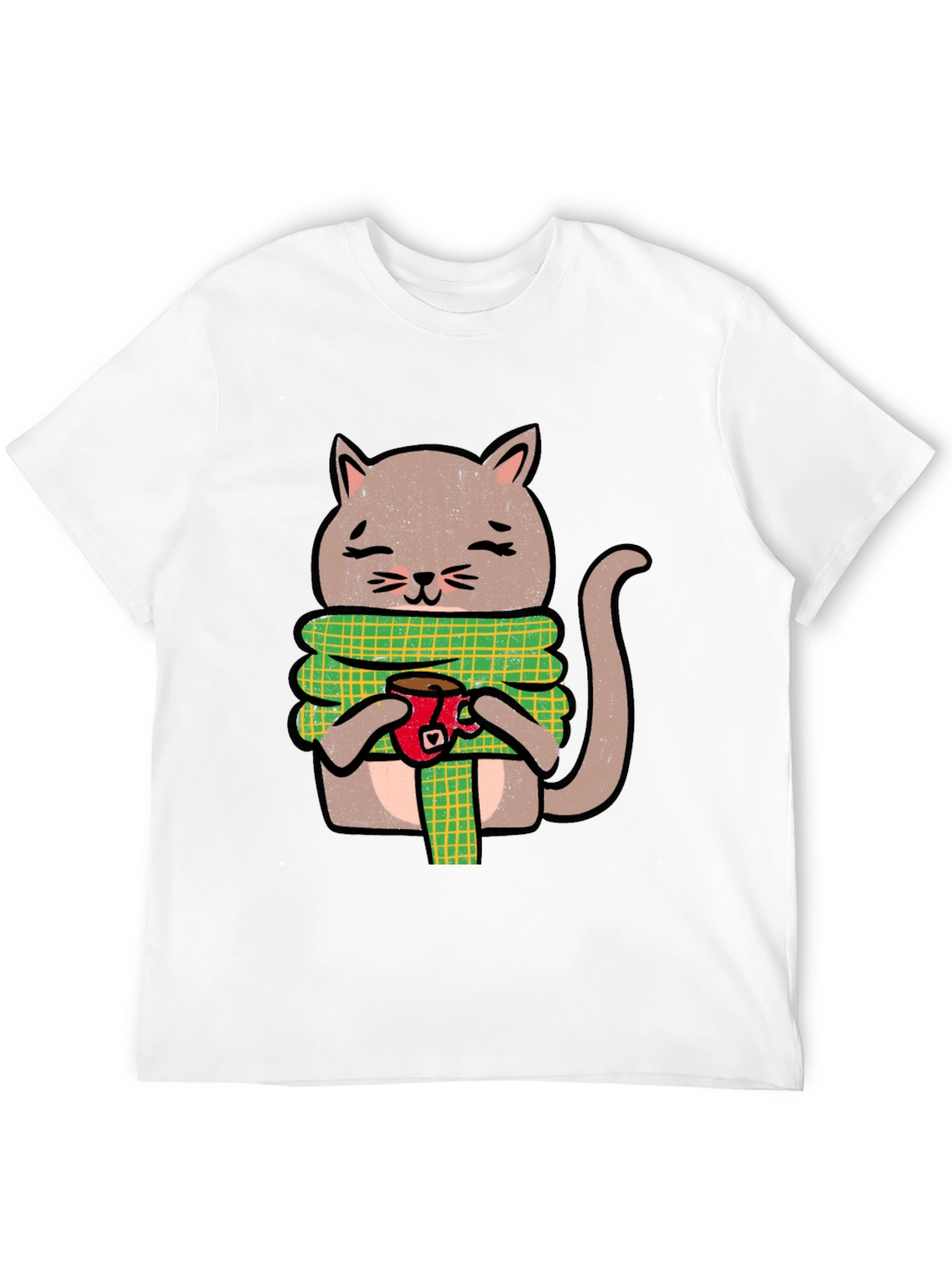 Black Cozy Cat Coffee T-Shirt - Cute Cartoon Tee view 12