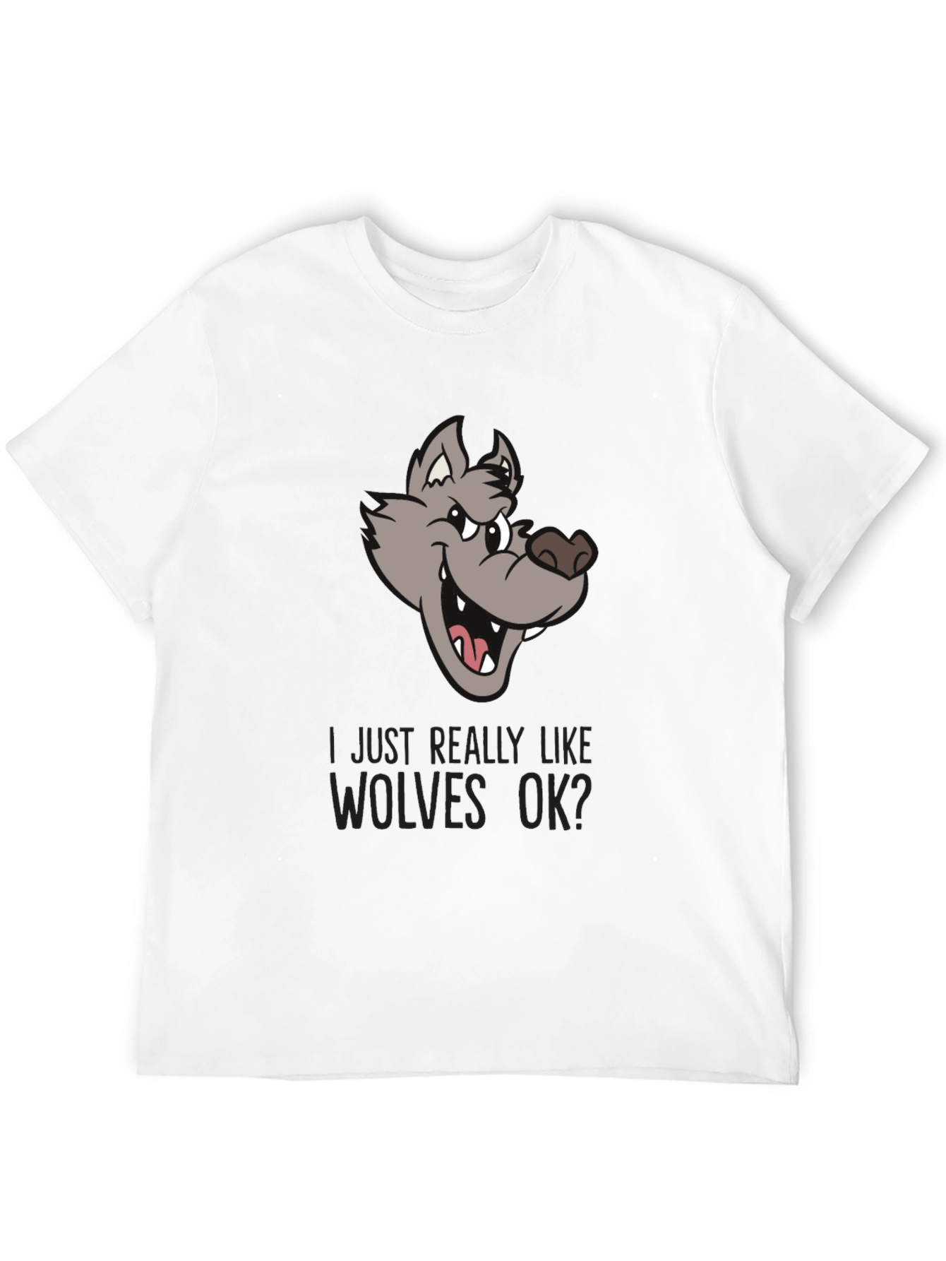 Black Wolf Lover Graphic Tee - "I Just Really Like Wolves OK?" view 12