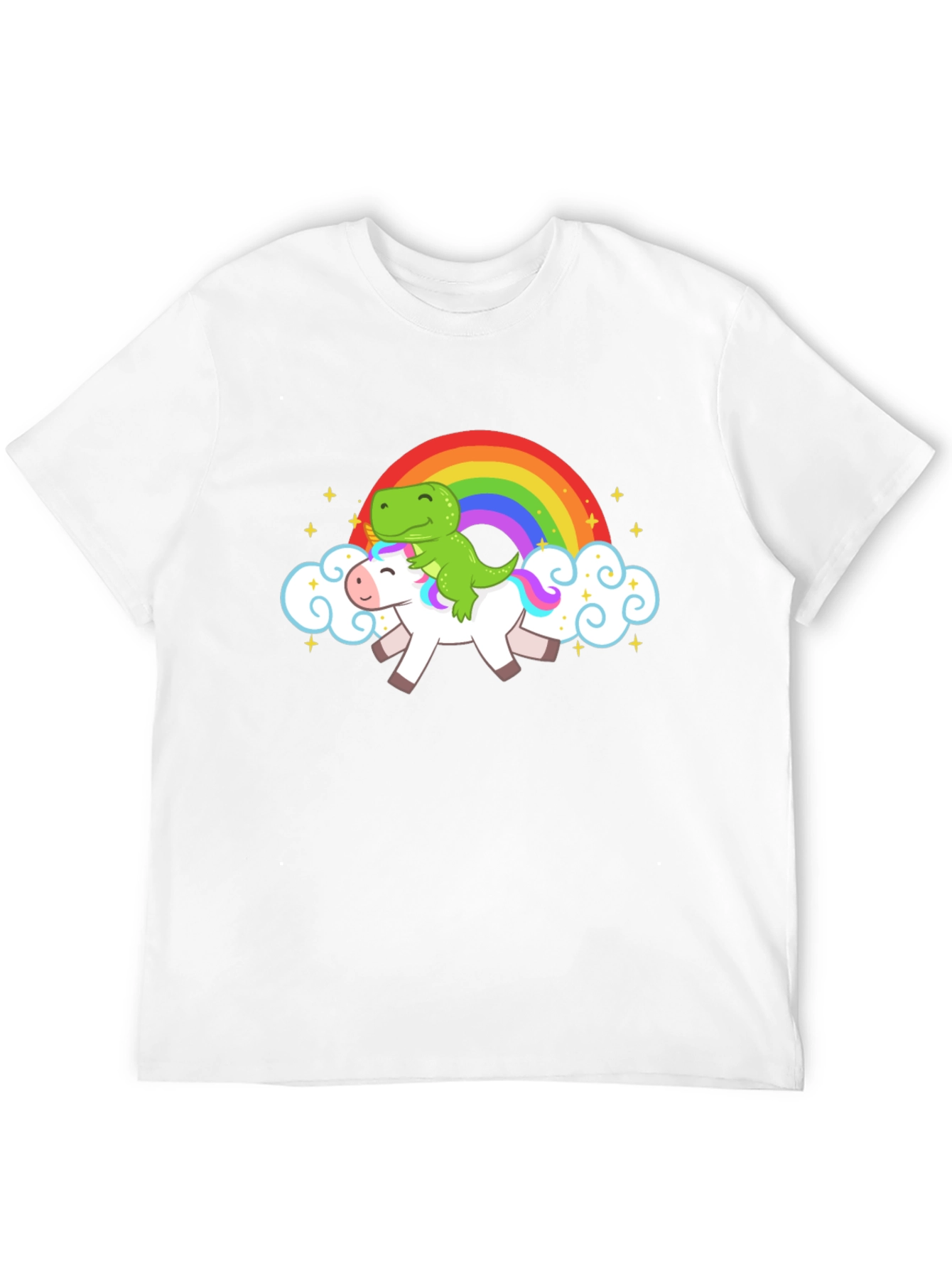 Black Dinosaur Unicorn Rainbow T-Shirt view 12