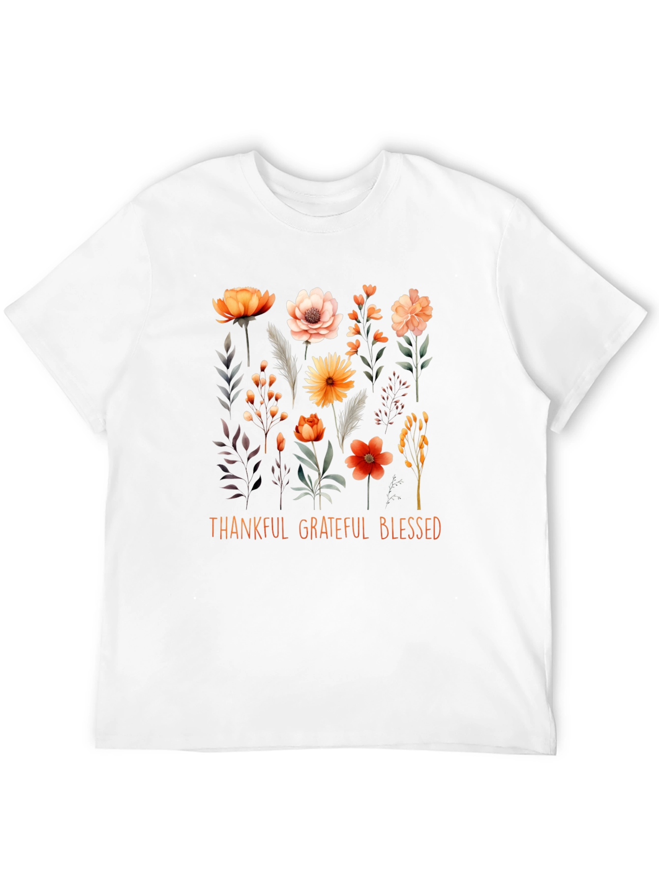 Black Thankful Grateful Blessed Floral T-Shirt view 12