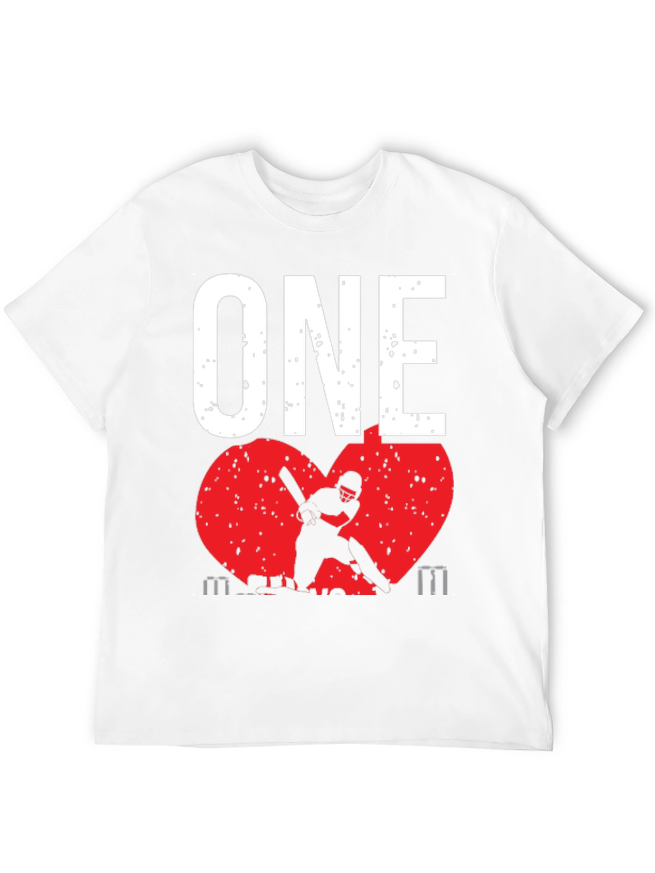Black ONE Cricket Fan T-Shirt - Red Heart Design view 12
