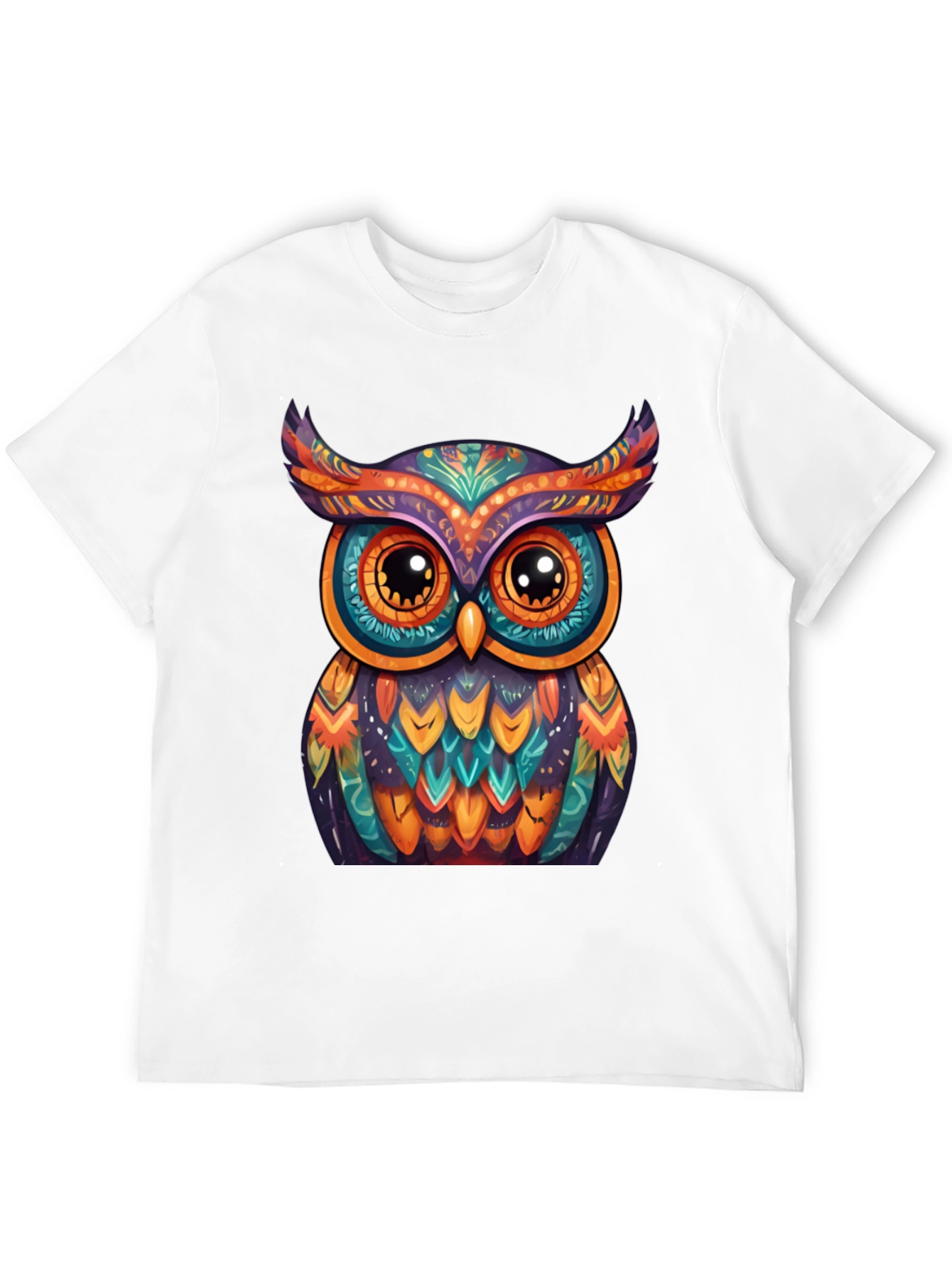 Black Colorful Owl Graphic Tee - Unique Artistic Design view 12