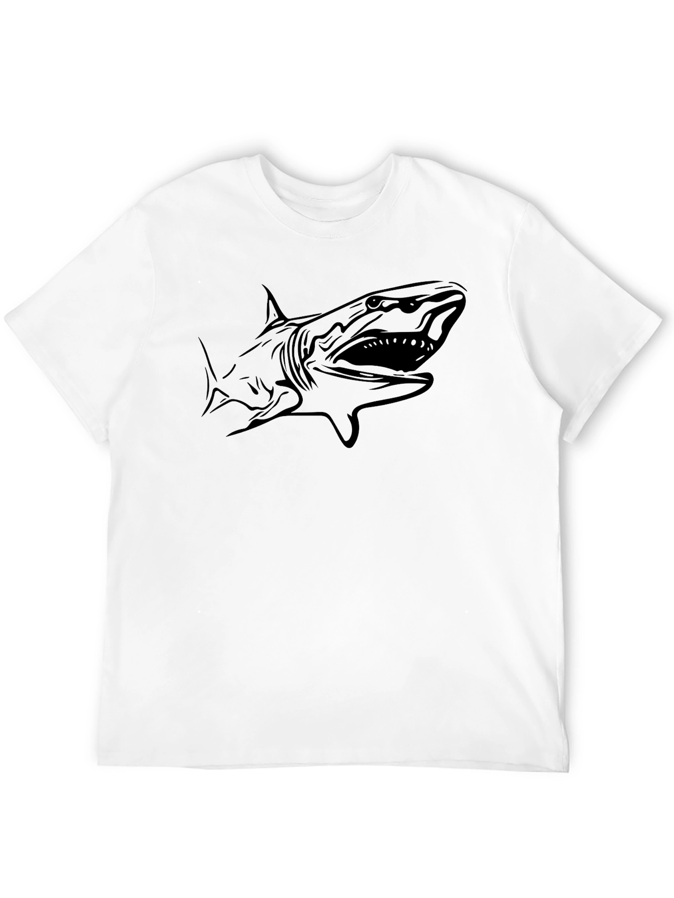 Black Men's Black Shark Graphic T-Shirt view 12