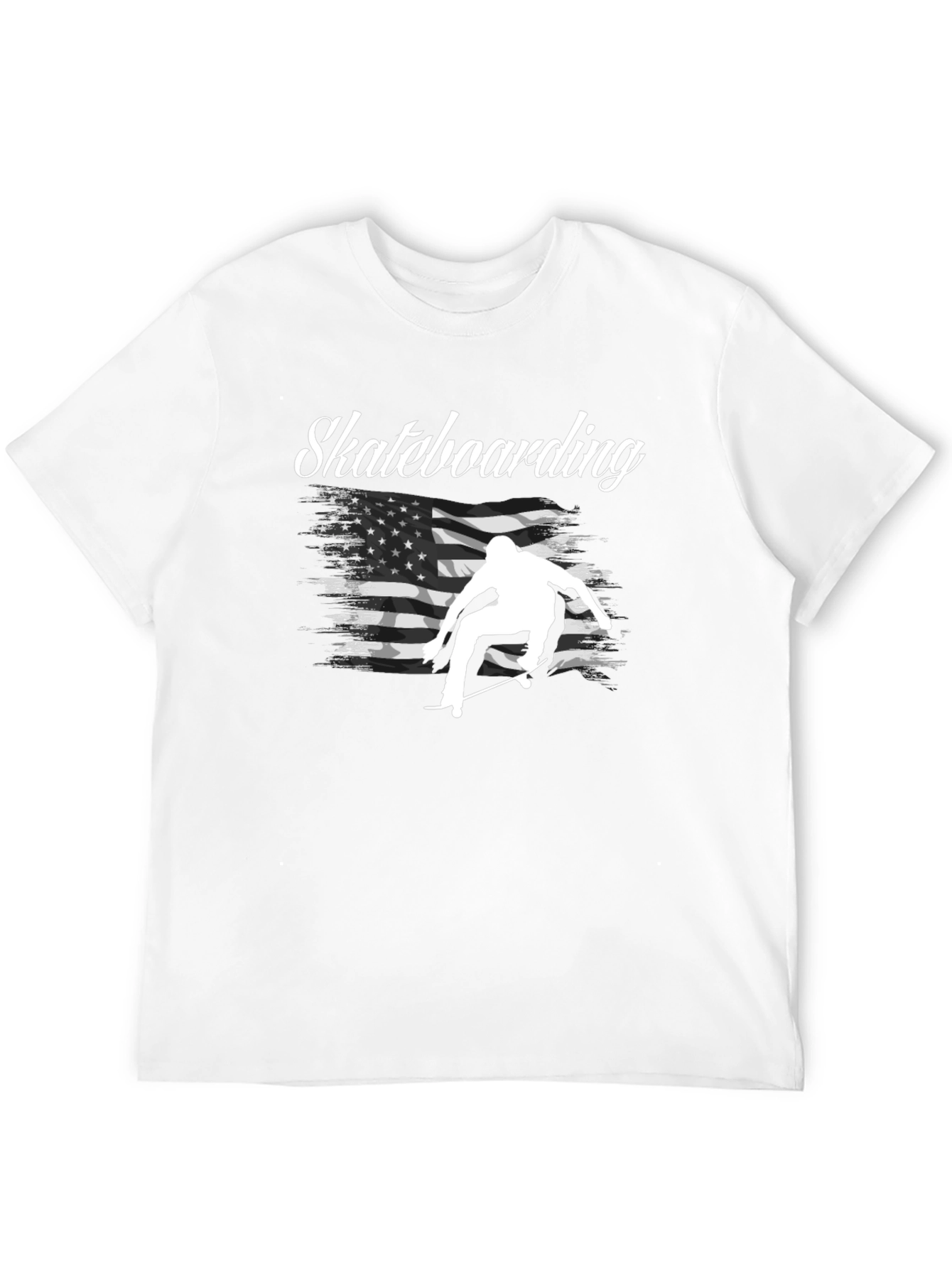 Black Skateboarding USA Flag Graphic T-Shirt view 12