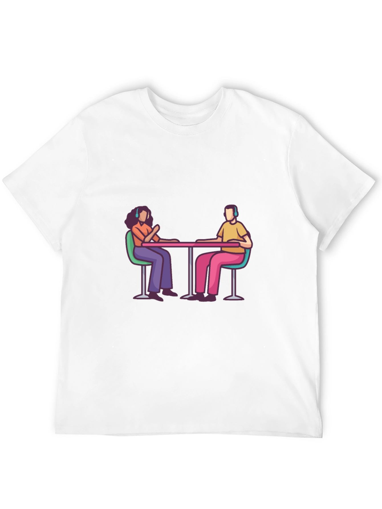 Black Stylish Black Tee with People at Table Graphic view 12