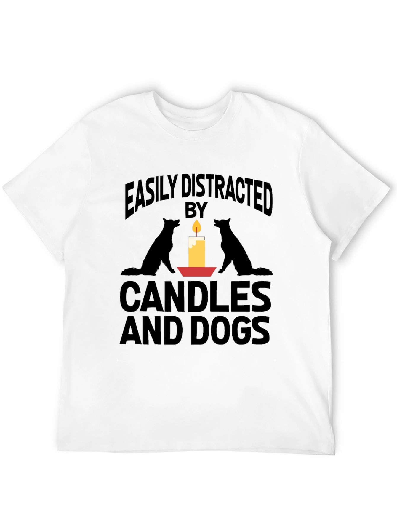 Black Easily Distracted By Candles And Dogs T-Shirt view 12