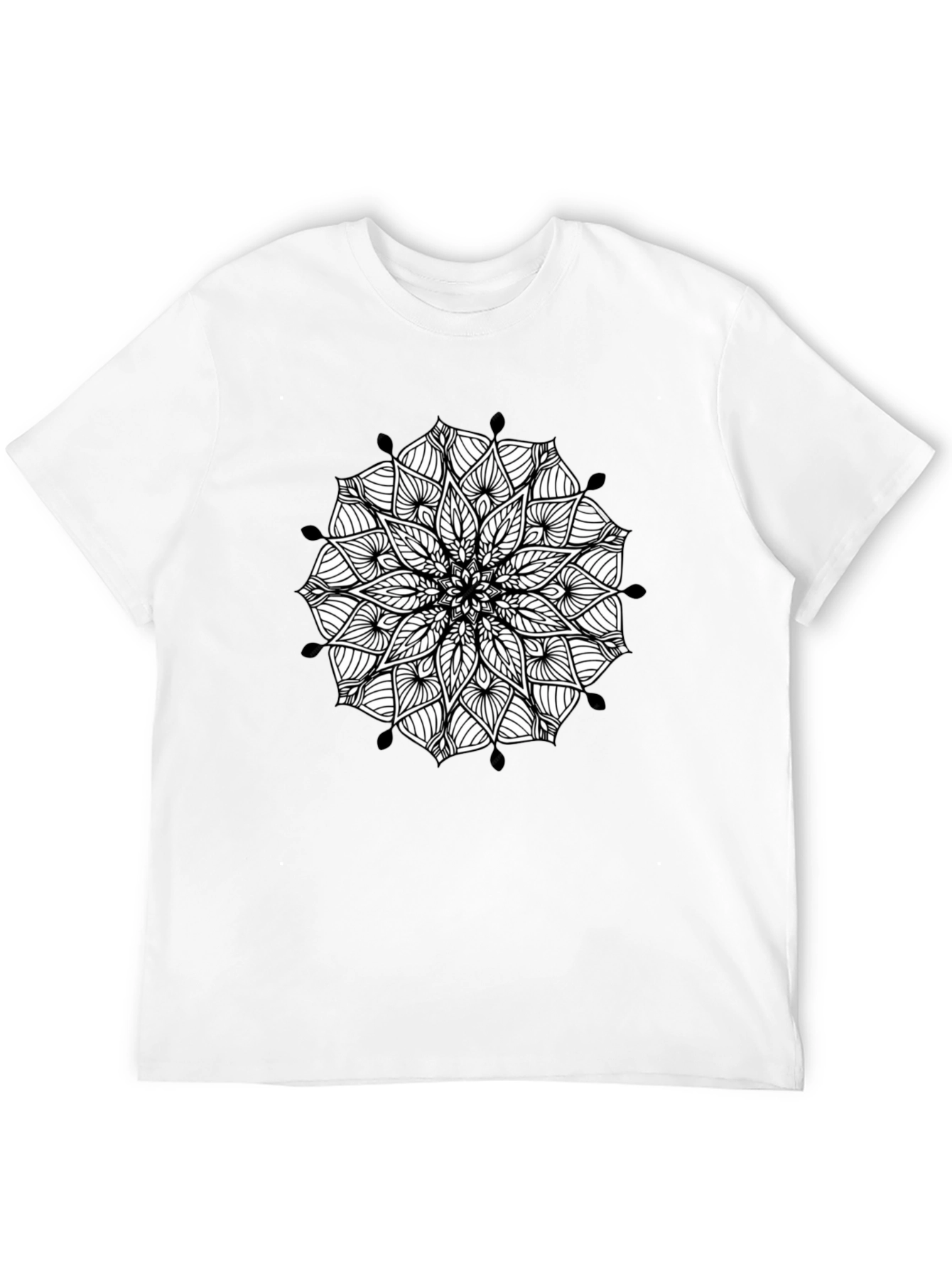 Black Black Mandala Print Men's Tee view 12