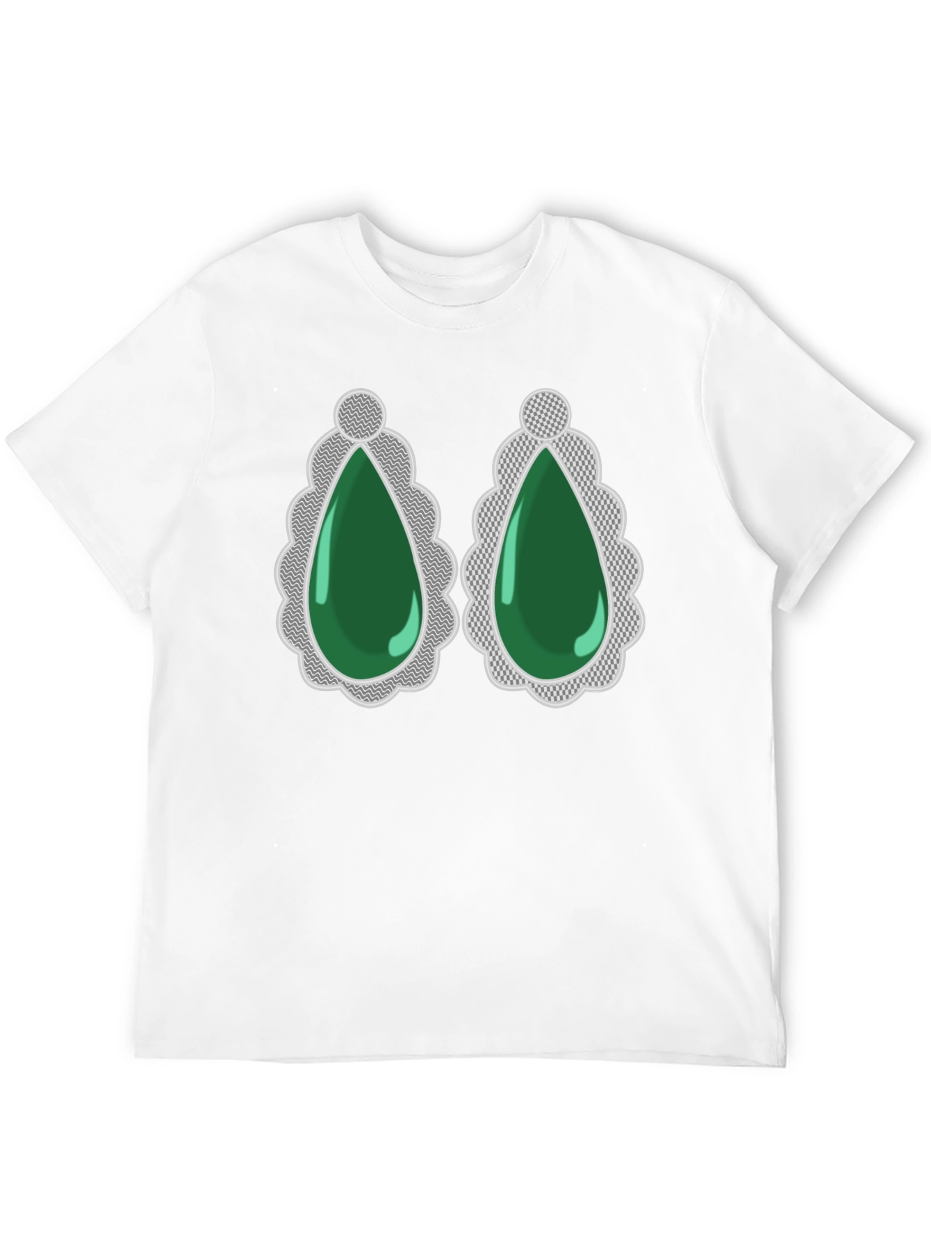 Black Emerald Gemstone Drop Earrings Graphic Tee view 12