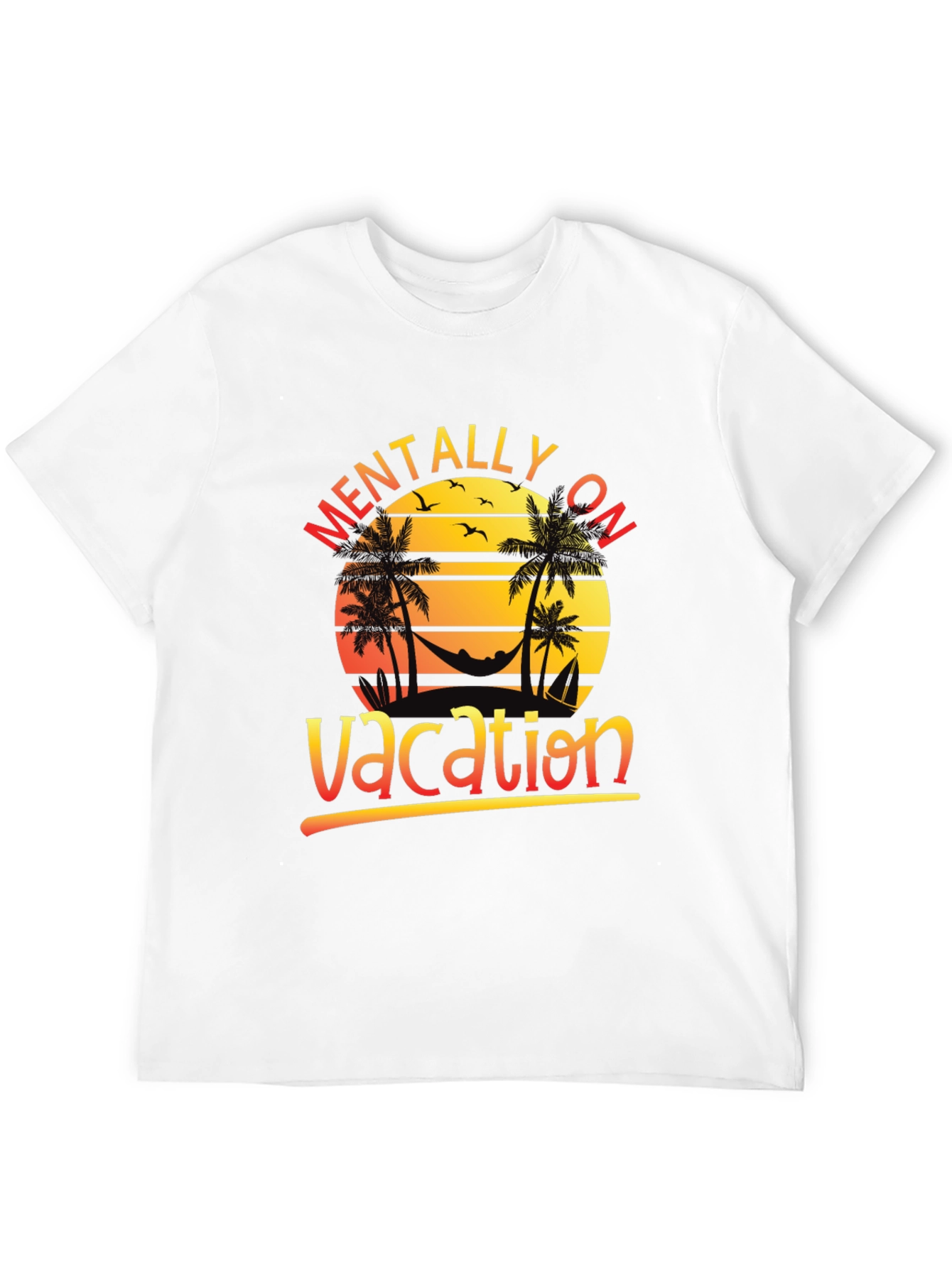 Black Mentally On Vacation Black T-Shirt view 12