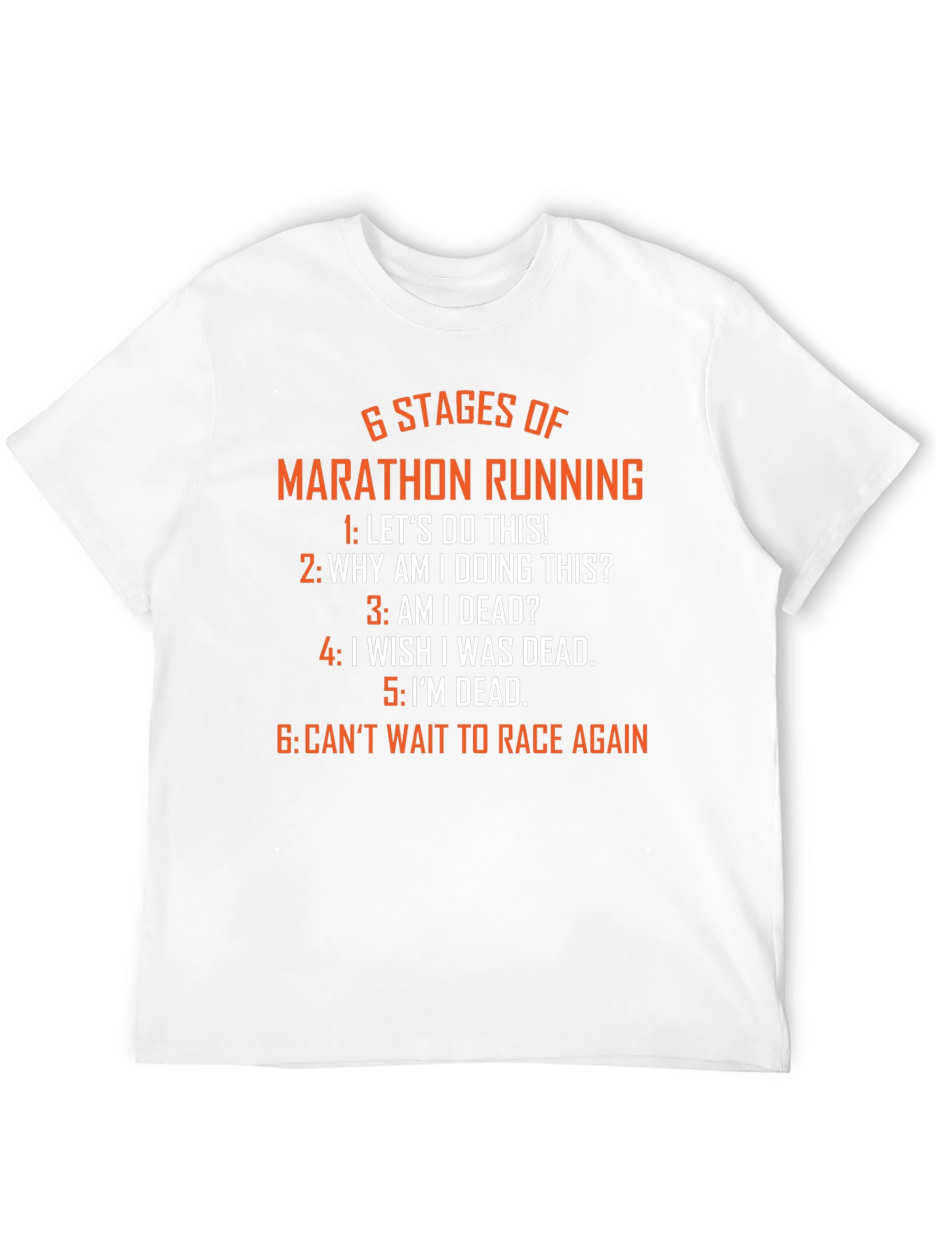 Black 6 Stages of Marathon Running T-Shirt - Funny Runner Tee view 12