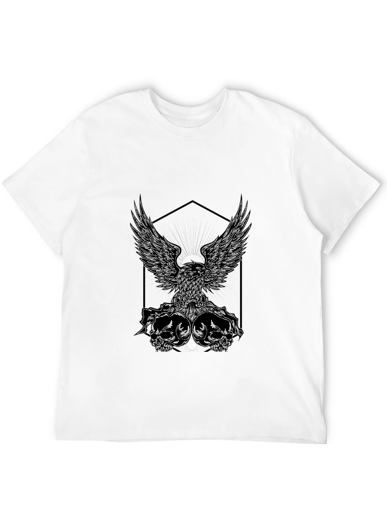 Black Eagle & Skull Graphic Tee - Black Cotton Blend view 12