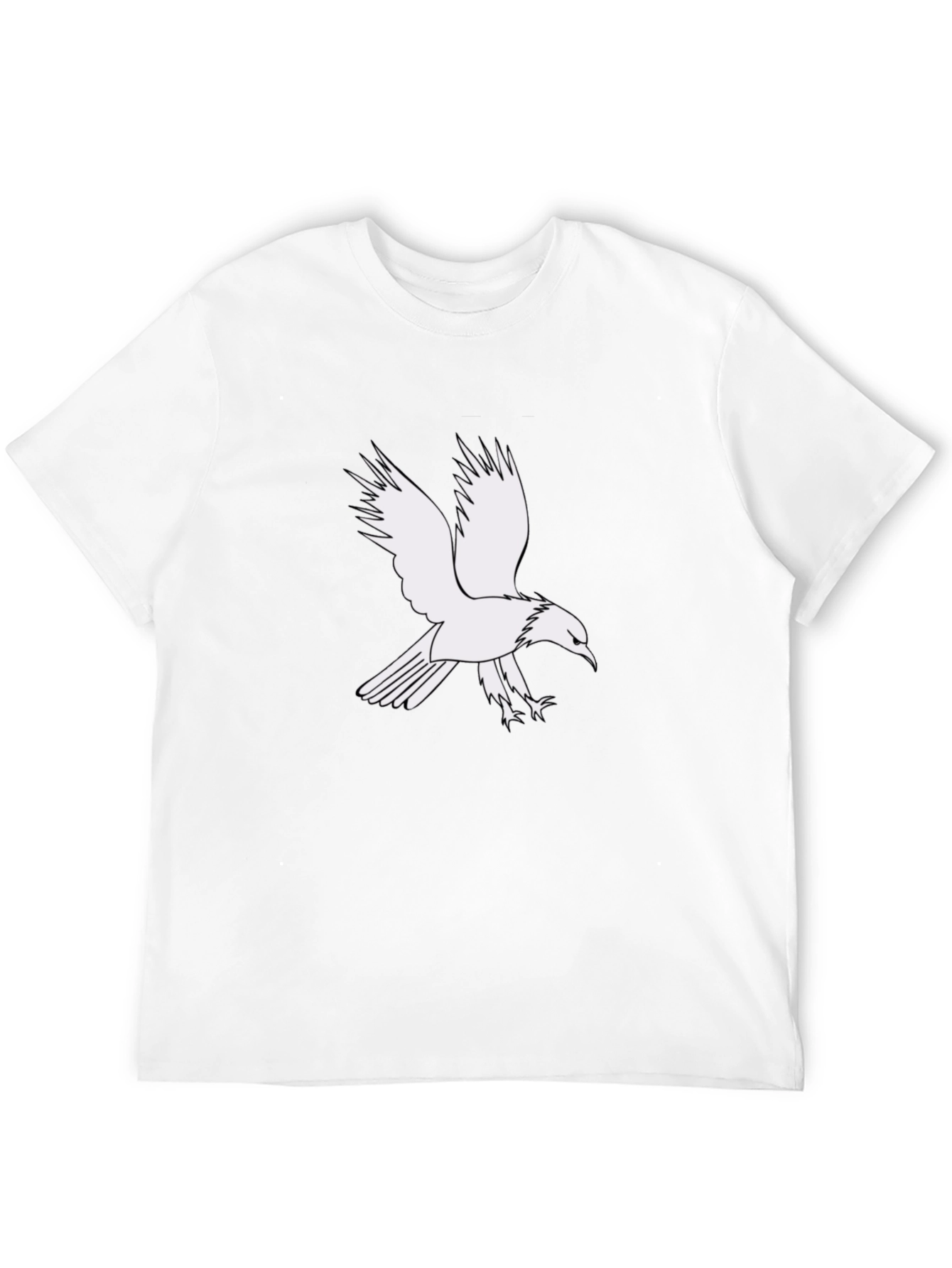 Black Men's Black T-Shirt with White Eagle Graphic view 12