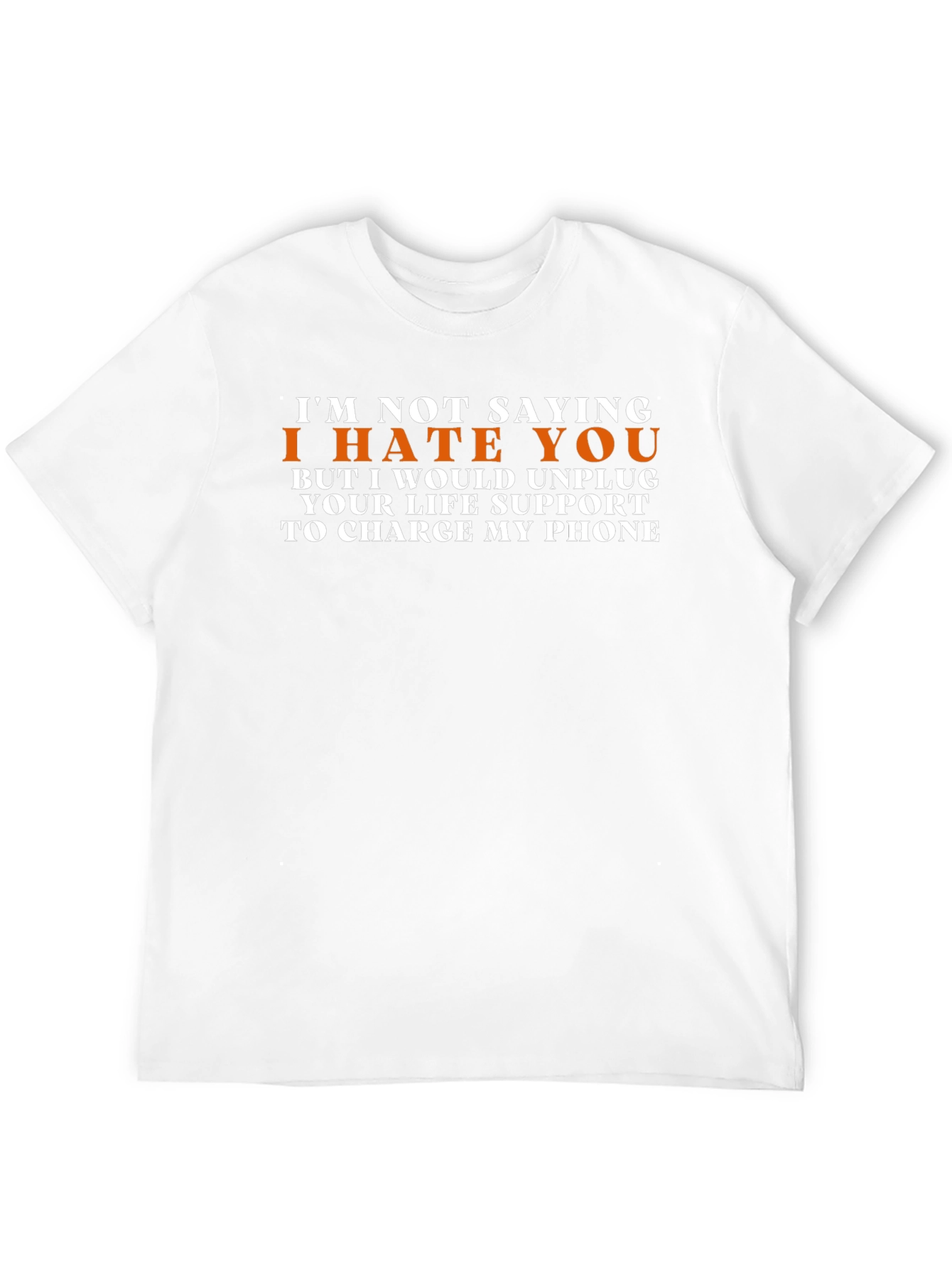 Black Humorous Graphic Tee - I Hate You, Phone Charger view 12