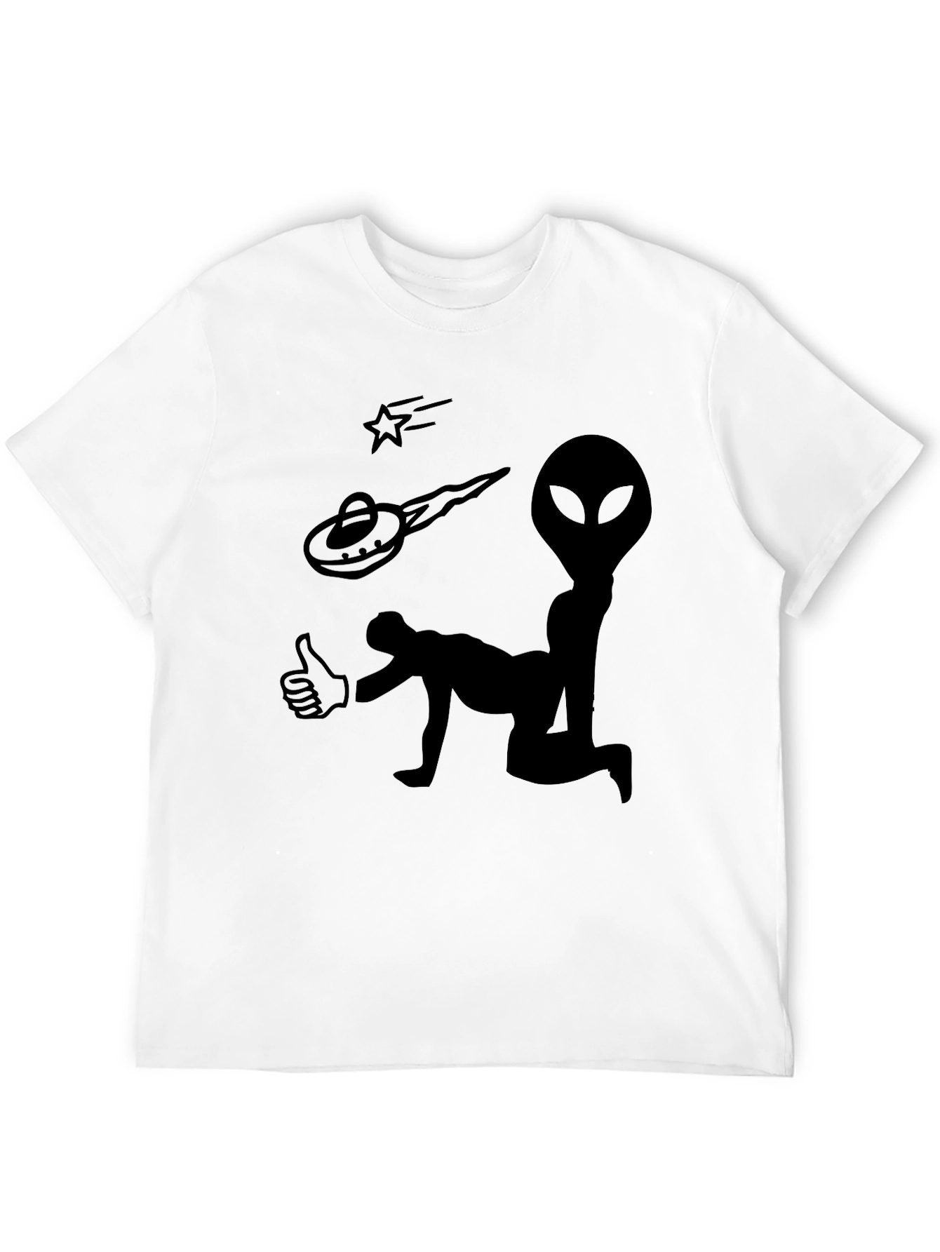 Black Alien Abduction Graphic Tee - Black Cotton T-Shirt view 12