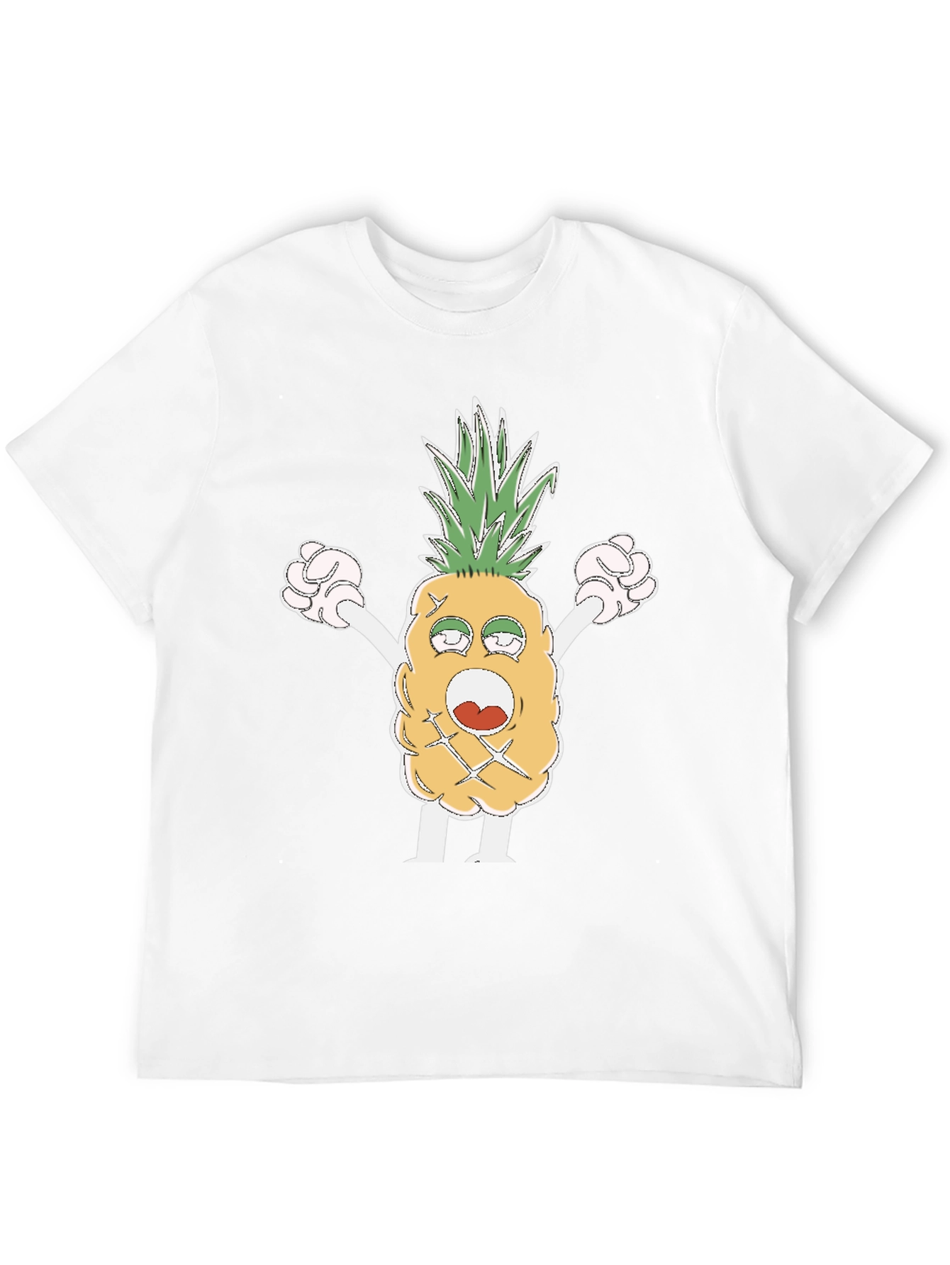 Black Funny Pineapple Cartoon T-Shirt - Black view 12